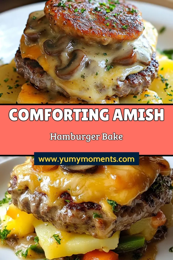 Discover the comfort of an Amish hamburger steak bake, a delightful ground beef casserole recipe that makes dinner a breeze. This creamy mushroom beef bake combines savory ingredients with tender potatoes for an easy meat and potatoes dish that your family will love. Perfect for busy weeknights, this hearty baked dinner recipe will quickly become a favorite. Save it for your next meal! #AmishRecipes #Casserole #MeatAndPotatoes #ComfortFood