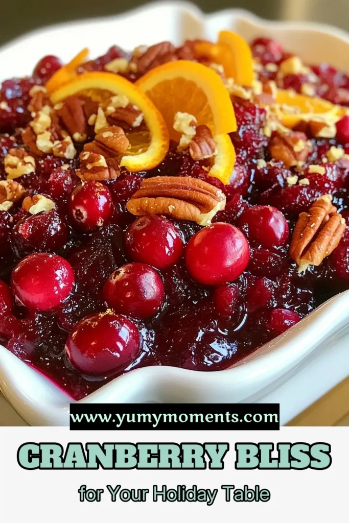 Elevate your holiday meals with this delicious homemade cranberry sauce recipe! This festive cranberry bliss combines fresh cranberries, freshly squeezed orange juice, and warm cinnamon for the perfect holiday cranberry relish. Enjoy the delightful crunch of pecans for added texture! Discover how easy it is to make fresh orange juice cranberry sauce that your family will love. Try it today and save for your holiday gatherings! #CranberrySauceRecipe #HolidayRecipes #FreshCranberries #EasyRecipes