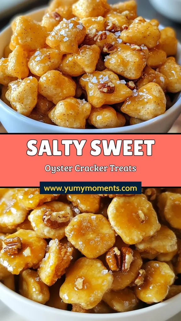 Satisfy your snack cravings with these irresistible salted caramel oyster cracker bites. This easy salted caramel recipe features baked oyster cracker snacks that blend sweet and savory for the perfect treat. Ready in just 25 minutes, these salted caramel treats are ideal for parties or cozy nights in. Don't miss out&mdash;save this recipe for a deliciously unique snack experience! #SaltedCaramel #SnackIdeas #SweetAndSavory #BakedSnacks