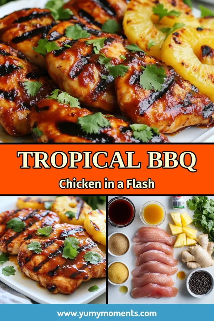 Get ready to elevate your summer barbecue with this easy BBQ chicken recipe! Our Tropical BBQ chicken recipe features a delicious Hawaiian chicken marinade that infuses boneless chicken breasts with sweet and savory flavors. Grill it up alongside juicy grilled pineapple for the ultimate tropical summer meal. Perfect for gatherings, this dish will be a hit! Save this Hawaiian BBQ Chicken recipe for your next cookout! #TropicalRecipes #HawaiianChicken #BBQChicken #GrilledPineapple