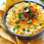 To make traditional corn dip, you need these key ingredients: - 2 cups corn kernels (fresh or frozen, drained if canned) - 1 cup cream cheese, softened to room temperature - 1 cup sour cream - 1 cup shredded sharp cheddar cheese - 1/2 cup diced red bell pepper - 1/2 cup finely chopped green onions (scallions) - 1/4 cup freshly chopped cilantro - 1 packet (1 oz) taco seasoning mix - 1 tablespoon fresh lime juice - Salt and freshly cracked black pepper to taste - Tortilla chips or veggie sticks for serving These ingredients blend to create a creamy and tasty dip. The corn gives a sweet crunch, while the cream cheese adds richness. The sour cream makes it smooth, and the cheddar brings a sharp bite. Each ingredient plays a role in making this dip a crowd favorite. You can customize your corn dip with some fun add-ins. Try adding: - Black beans for extra protein - Jalapeños for a spicy kick - Avocado for creaminess - Diced tomatoes for freshness If you need to make substitutions, you can use Greek yogurt instead of sour cream. For a dairy-free option, try vegan cream cheese. You can also swap the cheddar for a dairy-free cheese alternative. Serve this dip with crispy tortilla chips for a classic touch. You can also use veggie sticks like carrots, cucumbers, or bell peppers for a healthier option. To make it look pretty, use a colorful bowl. Top the dip with more cilantro and lime slices for a pop of color. This dip works well for parties, game days, or just a fun snack at home. Enjoy the vibrant flavors and creamy texture! {{ingredient_image_2}} Start by taking a large mixing bowl. Add 1 cup of softened cream cheese and 1 cup of sour cream. Use a hand mixer or a spatula to blend them well. You want a smooth and creamy base. This is the heart of your dip. Now, it’s time to bring in that corn! Add 2 cups of corn kernels to the bowl. Make sure they're fresh or frozen, and drain them if they are canned. Stir the corn into your creamy mixture. Next, fold in 1 cup of shredded sharp cheddar cheese. Then, add 1/2 cup of diced red bell pepper and 1/2 cup of finely chopped green onions. Mix gently until all the ingredients are combined. Sprinkle in 1 packet of taco seasoning and 1 tablespoon of fresh lime juice. Stir again to ensure every bite is flavorful. Finally, fold in 1/4 cup of chopped cilantro. Taste your dip and add salt and black pepper if needed. Cover your dip with plastic wrap or put it in an airtight container. Chill it in the fridge for at least 30 minutes. This helps the flavors mix well. When you’re ready to serve, take it out and place it in a bowl. Arrange tortilla chips or veggie sticks around the bowl. Enjoy your tasty dip! To make your corn dip pop, use fresh ingredients. Fresh corn adds sweetness and crunch. Choose sharp cheddar for a bolder taste. Lime juice brightens the dish, while taco seasoning brings heat. Adding cilantro gives a fresh note. For a twist, mix in some diced jalapeños for spice. One common mistake is overmixing. This can make the dip too soft. Keep it chunky for better texture. Another mistake is skipping the chill time. Chilling allows flavors to blend well. Lastly, don't skip the salt and pepper. They enhance the overall taste of the dip. This dip is best served chilled or at room temperature. If you serve it cold, let it sit out for about 10 minutes before serving. This helps the flavors shine. Pair it with crispy tortilla chips or fresh veggie sticks for a delightful crunch. Pro Tips Fresh Ingredients Matter: Using fresh corn kernels enhances the flavor and texture of the dip, making it taste vibrant and delicious. Customize Your Spice Level: Adjust the amount of taco seasoning to suit your taste. For a spicier dip, add a pinch of cayenne pepper or diced jalapeños. Make Ahead for Best Flavor: Preparing the dip a few hours before serving allows the flavors to meld beautifully, creating a richer taste. Garnish for Appeal: A sprinkle of extra cilantro and lime wedges on top not only adds color but also a fresh burst of flavor when served. {{image_4}} To add a kick to your corn dip, try my spicy version. Mix in one chopped jalapeño or a few dashes of hot sauce. You can also use pepper jack cheese instead of sharp cheddar. This adds heat and flavor, making it perfect for spice lovers. If you want a vegetarian twist, skip the cheese. Replace it with mashed avocado or a dairy-free cream cheese. You can also add black beans or diced tomatoes for extra texture and taste. These options keep the dip creamy and full of flavor. Feel free to try new flavors! Mix in some crumbled feta cheese for a tangy twist. You can also add diced olives for a briny kick. For a sweet touch, include some corn salsa. Each option makes the dip unique and fun to share. To store your leftover corn dip, place it in an airtight container. Make sure the lid is tight so air cannot get in. This will keep the dip fresh and tasty. If you used a bowl, cover it with plastic wrap. Always let it cool to room temperature first. This helps avoid condensation inside the container. You can freeze corn dip, but it may change a bit. To freeze, place the dip in a freezer-safe container. Leave some space at the top for expansion. Seal it well and label it with the date. When you want to eat it, thaw it in the fridge overnight. Stir it well before serving to mix everything again. When stored in the fridge, this dip lasts about 3 to 5 days. Check for any signs of spoilage before eating. If frozen, it can last up to 2 months. Just remember, the sooner you eat it, the better it will taste! Yes, you can use canned corn. Just make sure to drain it well. Canned corn saves time and works just fine. The flavor and texture stay nice, so don’t worry. Fresh or frozen corn is great too, but canned is easy. You can serve it with tortilla chips or veggie sticks. Both options are fun and tasty. Tortilla chips add crunch, while veggies add freshness. Think of carrot sticks, cucumber slices, or bell pepper strips. You can also use crackers for a different twist. Chill the dip for at least 30 minutes. This wait time helps the flavors mix well. If you can chill it longer, that's even better! Chilling makes the dip taste fresh and cool. You can prepare it ahead for a party or gathering. Corn dip is a fun and tasty dish. We explored the main ingredients, optional add-ins, and serving ideas. I shared step-by-step instructions to make it easy for you. You learned tips to enhance flavor and avoid mistakes. We also looked at tasty variations and how to store leftovers. Remember, you can use canned corn and chill it well for better taste. Enjoy making this dip, and feel free to experiment with your favorite flavors. It’s a great dish for any gathering!