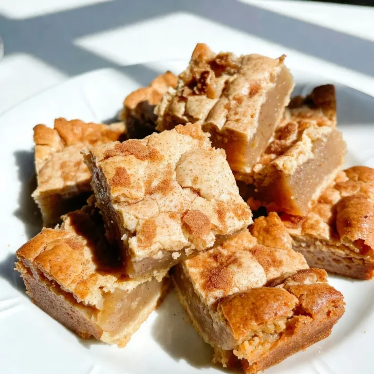 To make snickerdoodle blondies, you need: - 1 cup unsalted butter, melted - 1 cup packed brown sugar - 1/2 cup granulated sugar - 2 large eggs - 2 teaspoons vanilla extract - 2 cups all-purpose flour - 2 teaspoons baking powder - 1 teaspoon cream of tartar - 1/2 teaspoon salt - 3 tablespoons granulated sugar (for topping) - 1 tablespoon ground cinnamon (for topping) You can swap ingredients if needed. Use margarine instead of butter. Coconut sugar works well in place of brown sugar. For a vegan option, replace eggs with flax eggs or applesauce. Gluten-free flour can replace all-purpose flour for gluten-free blondies. Using fresh eggs gives the best rise. Make sure your butter is melted but not hot. This helps mix in the sugars well. Measure flour correctly by spooning it into the cup and leveling it off. This ensures the blondies don’t turn out too dense. Always mix gently when combining wet and dry ingredients. Overmixing can make them tough. Lastly, use high-quality vanilla extract for better flavor. {{ingredient_image_2}} First, you need to preheat your oven to 350°F (175°C). This step is key for even baking. While the oven warms up, grab a 9x13 inch baking dish. Lightly grease it to prevent sticking. Then, line it with parchment paper. Leave some paper hanging over the edges. This makes it easy to lift the blondies out later. Now, take a big mixing bowl. In it, combine 1 cup of melted butter, 1 cup of brown sugar, and 1/2 cup of granulated sugar. Use a whisk or spatula to mix them well. You want a smooth texture. Next, add 2 large eggs, one at a time. Beat well after each egg. Then, pour in 2 teaspoons of vanilla extract. Mix until it’s all combined. In another bowl, whisk together 2 cups of flour, 2 teaspoons of baking powder, 1 teaspoon of cream of tartar, and 1/2 teaspoon of salt. Mix them well to avoid lumps. Slowly add this dry mix to the wet ingredients. Stir gently. Be careful not to overmix; this keeps the blondies soft. Next, pour the batter into your prepared baking dish. Spread it evenly with a spatula. In a small bowl, mix 3 tablespoons of granulated sugar with 1 tablespoon of ground cinnamon. Sprinkle this mix over the top of the batter. Now, it’s time to bake! Place the dish in the oven and bake for 25-30 minutes. Check if they are done by inserting a toothpick in the center. It should come out with a few moist crumbs. Once they’re ready, cool the blondies in the pan for about 15 minutes. Use the parchment paper to lift them out onto a wire rack. Let them cool completely before slicing into squares. To get the best texture and flavor in your Snickerdoodle blondies, focus on a few key steps: - Use melted butter: This adds richness and helps create a soft bite. - Do not overmix: When you add the dry ingredients, mix just until combined. This keeps the blondies tender. - Check for doneness: Insert a toothpick in the center. If it comes out with moist crumbs, you’re set. Avoid these common pitfalls: - Skipping the cream of tartar: This ingredient gives the blondies that classic Snickerdoodle taste. - Overbaking: Blondies should be soft, not dry. Keep an eye on them during the last few minutes. - Not cooling before cutting: Let them cool fully. Cutting too soon can lead to messy squares. Having the right tools makes all the difference: - 9x13 inch baking dish: This size helps the blondies bake evenly. - Mixing bowls: Use one for wet ingredients and another for dry. - Parchment paper: Line your baking dish for easy removal and cleanup. - Whisk and spatula: A whisk helps blend the wet ingredients well, and a spatula is perfect for mixing. Pro Tips Use Room Temperature Ingredients: Ensure your eggs are at room temperature for better incorporation into the batter, leading to a more uniform texture. Do Not Overmix: When combining the wet and dry ingredients, mix just until combined. Overmixing can lead to dense blondies instead of the desired chewy texture. Adjust Baking Time: Keep an eye on the blondies as they bake; ovens can vary. Check for doneness a few minutes early to avoid overbaking. Add Extras: Consider folding in chocolate chips, nuts, or butterscotch chips to the batter for added flavor and texture variations. {{image_4}} You can add your favorite nuts or chocolate chips to the blondies. Chopped walnuts or pecans work great. Add about one cup of nuts or chips to the batter. This adds crunch and flavor to every bite. Mix them in right before you pour the batter into the pan. You can also use mini chocolate chips for a sweeter treat. Want to change the flavor? Try adding spices or extracts! Cinnamon is a classic choice. You can also use nutmeg or ginger for a fun twist. Add a teaspoon of any spice to the dry mix. For extracts, swap out vanilla for almond or maple. Just a teaspoon will do. These small changes can transform your blondies into something special. Making gluten-free blondies is simple. Swap all-purpose flour for a gluten-free blend. Make sure it includes xanthan gum for the best texture. Follow the same recipe, and you’ll get soft and chewy blondies. Always check labels to avoid gluten in other ingredients. With these tweaks, everyone can enjoy this sweet treat! To keep your snickerdoodle blondies fresh, store them in an airtight container. This helps maintain their soft texture. You can place a piece of parchment paper between layers to prevent sticking. Keep them at room temperature for up to four days. If you want them to last longer, consider freezing them. Freezing snickerdoodle blondies is easy. First, let them cool completely. Then, cut them into squares. Wrap each square tightly in plastic wrap. Place the wrapped squares in a freezer bag. They can freeze for up to three months. When you want one, simply take it out and let it thaw at room temperature. To bring back that fresh-baked taste, reheat your blondies. Preheat your oven to 350°F (175°C). Place the blondies on a baking sheet. Heat them for about 5-10 minutes. You can also use the microwave. Heat one square for about 10-15 seconds. This will make them warm and soft again. Enjoy your delicious treat! A Snickerdoodle Blondie has a soft, chewy texture. It combines the classic flavors of a Snickerdoodle cookie with blondie batter. You get the buttery taste from the brown sugar and a hint of cinnamon. The cream of tartar gives it a unique tang. This special blend makes it different from regular blondies. Yes, you can make Snickerdoodle Blondies without eggs. You can use substitutes like unsweetened applesauce or mashed banana. Each egg can be replaced with 1/4 cup of applesauce. This makes the blondies moist and keeps the texture nice. However, the flavor may change slightly. You can check if the blondies are done by inserting a toothpick into the center. If it comes out with a few moist crumbs, they are done. The edges will look set and slightly golden. If the toothpick comes out wet, bake them a bit longer. Yes, Snickerdoodle Blondies differ from traditional blondies. Traditional blondies are rich and buttery, with a vanilla flavor. Snickerdoodle Blondies add cinnamon and cream of tartar, giving them a unique taste. The addition of cinnamon sugar on top makes them even more special. We've covered the key elements to make perfect Snickerdoodle Blondies. From ingredient lists to baking steps, you have a clear path to success. I shared tips to improve flavor and texture, plus common mistakes to avoid. You can also explore fun variations and storage methods. Remember, the joy of baking comes from trying new things. With these insights, you'll create tasty treats every time. Enjoy making your blondies!