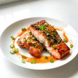 Here are the ingredients you will need for Air Fryer Bang Bang Salmon: - 4 fresh salmon fillets - 1/2 cup creamy Greek yogurt - 3 tablespoons sweet chili sauce - 1 tablespoon sriracha sauce (optional for desired spiciness) - 1 tablespoon fresh lime juice - 1 teaspoon garlic powder - 1 teaspoon onion powder - Salt and freshly ground pepper, to taste - 2 green onions, finely chopped (for garnish) - A sprinkle of sesame seeds (for garnish) Each ingredient plays an important role in creating the rich flavor of the dish. The salmon provides a tender, hearty base. Greek yogurt makes the sauce creamy and tangy. Sweet chili sauce adds sweetness, while sriracha gives a hint of heat if you want it spicy. Lime juice brightens the flavors and garlic and onion powder add depth. Salt and pepper enhance everything, while green onions and sesame seeds make your dish look nice and taste even better. Feel free to adjust the ingredients based on your taste. For instance, if you love spice, add more sriracha. If you prefer a milder flavor, skip it. Enjoy making this simple yet flavorful dish! {{ingredient_image_2}} To start, grab a medium bowl. Add the following ingredients: - 1/2 cup creamy Greek yogurt - 3 tablespoons sweet chili sauce - 1 tablespoon sriracha sauce - 1 tablespoon fresh lime juice - 1 teaspoon garlic powder - 1 teaspoon onion powder - Salt and freshly ground pepper, to taste Mix them well until smooth. This creates your bang bang sauce. If you like it spicy, add more sriracha to taste. Next, you need to preheat your air fryer. Set the temperature to 380&deg;F (193&deg;C). Let it run for about 5 minutes. This step helps cook the salmon evenly. Now, take your salmon fillets. Pat them dry with paper towels. This removes excess moisture. Next, spread the bang bang sauce all over each fillet. Make sure to coat all sides. Allow the salmon to marinate for about 10 minutes. This step adds more flavor. Once the salmon is marinated, place the fillets in the air fryer basket. Arrange them in a single layer. Avoid overlapping to ensure even cooking. Air fry at 380&deg;F (193&deg;C) for 10 to 12 minutes. The salmon should flake apart easily when done. To check if your salmon is cooked, use a meat thermometer. Insert it into the thickest part of the fillet. The internal temperature should reach at least 145&deg;F (63&deg;C). This ensures your salmon is safe to eat. When the salmon is done, carefully remove it from the air fryer. Drizzle the reserved bang bang sauce on top. Garnish with chopped green onions and a sprinkle of sesame seeds. Serve on a platter with steamed rice or a fresh salad. Enjoy the bright colors and flavors! For the best taste, marinate the salmon for at least 10 minutes. This allows the flavors to soak in. You can also let it sit for up to 30 minutes for a stronger taste. For side dishes, serve the salmon with steamed rice or a fresh salad. These pair well and balance the flavors. Consider adding a light mango salsa for a fruity twist. To ensure even cooking, preheat the air fryer. This helps the salmon cook evenly and prevents it from drying out. Make sure to arrange the fillets in a single layer. Avoid stacking them; this allows hot air to circulate better. Watch out for common mistakes. Don&rsquo;t skip drying the salmon before adding the sauce. This helps the sauce stick better. Also, keep an eye on the cooking time. Overcooking will make the salmon dry. If you don&rsquo;t have Greek yogurt, try using sour cream or a dairy-free yogurt. Both options work well and keep the sauce creamy. For other sauce variations, you can mix in some honey or add more lime juice for extra zing. You can also try using different hot sauces to change the spice level. Pro Tips Use Fresh Salmon: Always opt for the freshest salmon fillets you can find. Fresh fish not only tastes better but also has a firmer texture that holds up well during cooking. Adjust the Spice Level: Feel free to tweak the amount of sriracha in the bang bang sauce based on your spice tolerance. Start with less if you're unsure, and add more to taste. Let It Marinate: Allowing the salmon to marinate for at least 10 minutes helps the flavors penetrate the fish, enhancing the overall taste of the dish. Don't Overcrowd the Basket: When air frying, make sure to place the salmon fillets in a single layer without overlap. This ensures even cooking and a nice crispy exterior. {{image_4}} You can change the flavor of your Bang Bang Salmon by adding herbs or spices. Try using fresh dill or parsley for a light touch. A dash of paprika can add smokiness. You can also use cumin for a warm flavor twist. Other sauces work well too. Instead of sweet chili sauce, try teriyaki or honey mustard. They create a fun new taste. You can even mix in some coconut milk for a tropical vibe. If you need gluten-free options, swap the sweet chili sauce for a gluten-free version. Many brands offer this. Always check the label to be safe. For dairy-free alternatives, use a plant-based yogurt. Look for options made from coconut or almond. These keep the creaminess while being dairy-free. Pair your Bang Bang Salmon with veggies or grains. Brown rice or quinoa makes a great base. You can serve the salmon over a bed of saut&eacute;ed spinach or roasted asparagus for a colorful plate. For creative plating ideas, use a large, white plate for contrast. Place the salmon in the center and drizzle with extra sauce. Add a sprinkle of sesame seeds and green onions on top. This makes the dish look restaurant-worthy! To keep your Bang Bang Salmon fresh, store it right. First, let the salmon cool down to room temperature. This step prevents condensation in the container. Use an airtight container to keep moisture in and air out. I like glass containers; they do not retain odors. You can store the salmon in the fridge for up to three days. When it&rsquo;s time to eat leftovers, you want your salmon to be moist and tasty. The best way to reheat salmon is in the oven or air fryer. Set the air fryer to 350&deg;F (175&deg;C) and heat for about 5-7 minutes. Cover the salmon with foil to trap moisture. Avoid microwaving, as it can dry out the fish. Do not overheat, as this will make the salmon tough. Enjoy your delicious dish even after the first meal! Yes, you can use frozen salmon. Thaw it first in the fridge overnight. This keeps the fish safe and tasty. Once thawed, follow the same steps as fresh salmon. The flavor will still shine through. If you need a substitute, mix honey with hot sauce. This gives a sweet and spicy kick. You can also use barbecue sauce for a different taste. Just pick what you like best! Check the color and texture of the salmon. It should turn from dark pink to light pink. Use a fork to flake the fish gently. If it breaks apart easily, it's ready to eat. Yes, you can make the bang bang sauce early. Store it in the fridge for up to three days. This allows the flavors to meld, making it even tastier when you use it. This recipe for Bang Bang Salmon offers fresh flavor and easy steps. You learned how to create a tasty bang bang sauce, coat the salmon, and cook it perfectly in an air fryer. Remember, marinating boosts flavor, and pairing with sides enhances your meal. Store leftovers well to enjoy later, and feel free to tweak ingredients to suit your taste. Enjoy your cooking adventures!
