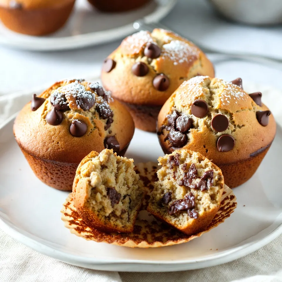 When making One-Bowl Banana Chocolate Chip Muffins, you need a few simple items. Here’s what you will need: - Ripe bananas (3, mashed well) - Coconut oil (1/3 cup, melted) - Granulated sugar (1/2 cup) - Egg (1 large, beaten) - Vanilla extract (1 teaspoon) - Baking soda (1 teaspoon) - Salt (a pinch) - Ground cinnamon (1 teaspoon) - All-purpose flour (1 1/2 cups) - Semi-sweet chocolate chips (1/2 cup) - Optional nuts (1/4 cup, chopped walnuts or pecans) Each ingredient plays a key role in the flavor and texture of the muffins. The ripe bananas bring natural sweetness and moisture. Coconut oil adds richness and helps keep the muffins soft. Granulated sugar balances the flavors and gives a nice crust. The egg acts as a binder, while vanilla extract enhances the taste. Baking soda is essential for the muffins to rise. A pinch of salt enhances the sweet flavors. Ground cinnamon adds warmth and depth. All-purpose flour gives structure, while chocolate chips provide that gooey, sweet surprise. If you want a crunch, add the optional nuts. By using these ingredients, you create a delightful treat that is simple and delicious. Happy baking! {{ingredient_image_2}} 1. Preheat your oven to 350°F (175°C). 2. Prepare your muffin tin by lining it with paper liners or greasing it lightly with cooking spray. 1. In a large mixing bowl, mash the ripe bananas until they are smooth. 2. Stir in the melted coconut oil until well combined. 3. Add the granulated sugar, beaten egg, and vanilla extract. Mix these wet ingredients thoroughly. 4. Sprinkle the baking soda, salt, and ground cinnamon over the mixture. Stir gently until combined. 1. Gradually add the all-purpose flour to the bowl. Mix just until the flour disappears. Avoid overmixing. 2. Carefully fold in the semi-sweet chocolate chips and optional nuts for added crunch. 3. Use a spoon or ice cream scoop to fill each muffin cup about two-thirds full. 4. Place the muffin tin in the preheated oven and bake for 18-20 minutes. A toothpick should come out clean when done. 5. Let the muffins cool in the tin for about 5 minutes. Then, transfer them to a wire rack to cool completely. Checking doneness with a toothpick To know if your muffins are done, use a toothpick. Insert it into the center of a muffin. If it comes out clean, the muffins are ready. If you see batter on the toothpick, bake a few more minutes. This simple test ensures you get perfectly baked muffins every time. Best practices for mixing Mix your batter gently. Overmixing can make muffins tough. Combine wet and dry ingredients until just mixed. Leave some lumps for a light texture. When adding chocolate chips, fold them in gently. This keeps the chips evenly spread without breaking them apart. Presentation tips Make your muffins look great! Serve them warm and sprinkle powdered sugar on top. For a richer treat, drizzle some melted chocolate over the muffins. This not only looks nice but adds a tasty touch. You can also place them on a pretty plate to impress your guests. Pairing with beverages These muffins go well with drinks. Serve them with coffee for a classic combo. They also taste great with tea or even hot cocoa. Try them with your favorite beverage for a delightful snack. Pairing enhances the flavors and makes your treat even better! Pro Tips Use Overripe Bananas: The riper the bananas, the sweeter and more flavorful your muffins will be. Look for bananas with plenty of brown spots for the best results. Don't Overmix: When adding the flour, mix just until combined. Overmixing can lead to dense muffins, so a few lumps are okay! Experiment with Add-Ins: Consider adding other ingredients like shredded coconut, or dried fruit to customize your muffins and add unique flavors. Storing Muffins: Keep the muffins in an airtight container at room temperature for up to three days, or freeze them for longer storage. Just reheat before serving! {{image_4}} - Gluten-free flour option: You can swap all-purpose flour with a gluten-free blend. This works well for those with gluten sensitivities. Look for a blend designed for baking to ensure good texture. - Dairy-free substitutions: To make these muffins dairy-free, replace the coconut oil with a dairy-free butter or applesauce. Both options keep the muffins moist and tasty. - Adding spices: Try adding a pinch of nutmeg or cardamom for a warm twist. These spices enhance the banana flavor and add depth to the muffins. Just a little goes a long way! - Incorporating other mix-ins: You can mix in dried fruits like raisins or cranberries for sweetness. Peanut butter also works well for a nutty flavor. Feel free to get creative with what you like! These variations make the muffins fun and unique. Experiment to find your favorite combo! To keep your muffins fresh, store them at room temperature. Place them in a container with a lid. This keeps them soft for up to three days. If you live in a hot place, the fridge may help. Just remember, cold air can make them dry. Freezing muffins is simple and keeps them tasty. First, wrap each muffin in plastic wrap. Then, place them in a freezer bag. Push out all the air before sealing. This helps prevent freezer burn. To thaw, take a muffin out and leave it at room temperature. It will be ready in about an hour. You can also warm it up in the microwave for a quick treat. Enjoy your muffins at any time! Can I use frozen bananas? Yes, you can use frozen bananas! Just thaw them first. They should be soft and mushy, making them easy to mash. This can add sweetness and moisture to your muffins. How long do these muffins last? These muffins stay fresh for about 3 days at room temperature. If you want them to last longer, store them in the fridge for up to a week. They still taste great cold or warmed up. Can I double the recipe? Absolutely! You can double the recipe with no issues. Just make sure to use a bigger bowl and muffin tin. Bake in batches if needed, to keep them fresh and fluffy. What can I use instead of coconut oil? If you don’t have coconut oil, you can use melted butter or vegetable oil. Each will change the taste a little, but they will still work well in the recipe. Can I omit the chocolate chips? Yes, you can skip the chocolate chips if you prefer. The muffins will still be tasty with just bananas. You might also add nuts or dried fruit for some texture. You now know how to make delicious banana muffins with the right ingredients, steps, and tips. From mixing ripe bananas to baking perfectly, each step counts. You can customize your muffins with flavors and substitutions that fit your needs. Store them properly to enjoy later. These muffins are not just tasty; they’re a fun project. Simple and quick, they are ideal for any kitchen. Bake them today and enjoy every bite!