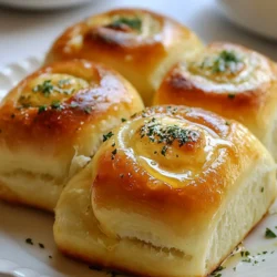 - 3 cups all-purpose flour - 2 tablespoons granulated sugar - 1 packet instant yeast (2 &frac14; teaspoons) - 1 teaspoon fine salt - 1 cup warm milk (about 110&deg;F or 43&deg;C) - 1/4 cup unsalted butter, melted - 1 large egg, at room temperature - 4 cloves garlic, finely minced - 1/4 cup fresh parsley, finely chopped - 1/4 cup unsalted butter (for brushing on top) The main ingredients create the rolls&rsquo; fluffy texture. The flour gives structure, while sugar helps yeast work. Yeast makes the dough rise, and salt adds flavor. Warm milk makes the dough soft. Butter adds richness and helps with browning. The egg helps bind everything together. - Grated Parmesan cheese - Dried oregano - Red pepper flakes You can add Parmesan for a cheesy kick. Oregano brings an Italian flavor. Red pepper flakes add heat. Feel free to mix and match these options for your taste. - Mixing bowls - Wooden spoon or spatula - Clean kitchen towel - Rolling pin - Baking sheet - Oven These tools make the process easy. A mixing bowl helps combine ingredients. A wooden spoon is great for stirring. A clean towel keeps the dough warm. A rolling pin is handy if you want to shape the dough. A baking sheet is needed for baking. An oven ensures perfect rolls. Getting these ingredients and tools ready sets you up for success. Enjoy the process! {{ingredient_image_2}} First, grab a big bowl. Pour in 1 cup of warm milk, about 110&deg;F. Add 2 tablespoons of sugar and 1 packet of instant yeast. Stir gently and let it sit for 5 minutes. The yeast should get bubbly and frothy. This shows it&rsquo;s alive and ready to work. Next, add 1/4 cup of melted unsalted butter and 1 large egg to the yeast mix. Mix well until everything is blended. In another bowl, whisk together 3 cups of all-purpose flour and 1 teaspoon of fine salt. Slowly add this flour mix to the wet ingredients. Stir with a wooden spoon until a shaggy dough forms. Now, it&rsquo;s time to knead! Lightly flour your surface. Turn the dough out and knead it for 5 to 7 minutes. You want it smooth and elastic. This step is important for light and fluffy rolls. Once kneaded, place the dough in a greased bowl. Cover it with a clean towel. Let it rise in a warm spot for about 1 hour, or until it doubles in size. When it&rsquo;s ready, gently punch it down to release the air. Add 4 cloves of minced garlic and 1/4 cup of chopped parsley. Mix until they are evenly spread throughout the dough. Next, divide the dough into 12 equal pieces. Shape each piece into a smooth ball. Arrange them on a greased baking sheet, leaving a little space between each one. Cover them with a towel again. Let them rise for another 30 minutes. They should look light and puffy. While the rolls rise, preheat your oven to 350&deg;F (175&deg;C). After the second rise, brush the tops with melted butter. This adds great flavor! Bake them for 20 to 25 minutes. You want the tops to be golden brown and the rolls to be fully baked. Once done, remove the rolls from the oven. Let them cool slightly on the baking sheet. For extra taste, brush the tops with more melted butter before serving. Enjoy your soft garlic bread rolls! To get soft and fluffy garlic bread rolls, use warm milk. The milk should be about 110&deg;F (43&deg;C). This warmth helps the yeast grow. Let the yeast mixture sit for five minutes. It should become bubbly. This means the yeast is ready. Knead the dough well. This helps build gluten. Gluten makes the rolls rise. Knead until the dough feels smooth and elastic. It should spring back when you poke it. When you shape the rolls, keep them uniform in size. This helps them bake evenly. Place them close together on the baking sheet. They will expand and touch as they rise and bake. One common mistake is not letting the dough rise enough. Always let it double in size. If you skip this step, your rolls will be dense. Another mistake is using cold ingredients. Cold milk or eggs can slow down yeast growth. Always use room temperature ingredients for best results. Avoid over-kneading the dough. This can make it tough. Knead just until it feels smooth and elastic. Kneading should take about five to seven minutes. Use a lightly floured surface. Make sure to fold the dough and push it away. This motion builds gluten. For rising, find a warm spot in your kitchen. You can use an oven that&rsquo;s turned off but still warm. Cover the bowl with a clean towel. This keeps the dough warm and moist. After the first rise, punch the dough down gently. This releases air bubbles. Then knead in the garlic and parsley. It adds flavor without losing fluffiness. Let the shaped rolls rise a second time for about 30 minutes. This final rise is key to achieving the perfect fluffy texture. Pro Tips Check Yeast Freshness: Always verify the expiration date of your yeast before use. If in doubt, activate it with warm water and sugar to ensure it bubbles up properly. Optimal Dough Rising: For the best rise, place your dough in a warm, draft-free area. You can create a warm environment by turning on your oven to the lowest setting for a few minutes, then turning it off and placing the dough inside. Uniform Size Rolls: To achieve evenly baked rolls, use a kitchen scale to measure each portion of dough. This ensures all rolls are the same size, promoting even baking. Finishing Touch: For an extra flavor boost, add herbs or spices to the melted butter before brushing it on the rolls. Consider using garlic powder, Italian seasoning, or a pinch of sea salt. {{image_4}} You can make soft garlic bread rolls even more fun. Try adding different herbs. Rosemary, thyme, or basil can bring new flavors. Mix in 1 tablespoon of dried herbs when you add the flour. Cheese also works great! Shredded mozzarella or cheddar adds a tasty twist. Add about 1 cup of cheese when you knead in the garlic and parsley. You can even sprinkle some on top before baking for a cheesy crust. If you need gluten-free rolls, use a gluten-free flour mix. Look for one that works for bread. You can find these at most stores. The rest of the recipe stays the same. Just remember to check the ingredients. Some mixes need extra binding agents, like xanthan gum. Follow the package instructions for the best results. Want to try something sweet? Make sweet garlic rolls! Keep the garlic but add sugar. Use about 3 tablespoons of sugar instead of 2. You can also add a teaspoon of vanilla extract for extra flavor. For a nice touch, top the rolls with a sweet glaze after baking. Mix powdered sugar with milk and drizzle it on top. This sweet twist will surprise your taste buds! To keep your soft garlic bread rolls fresh, store them in an airtight container. This helps keep moisture in and prevents them from getting dry. You can also wrap them in plastic wrap or aluminum foil. If you want to enjoy them later, this is the best method. To reheat your rolls, preheat your oven to 350&deg;F (175&deg;C). Place the rolls on a baking sheet and cover them with foil to keep them soft. Heat for about 10-12 minutes. You can also microwave them for 15-20 seconds. The oven method gives a better texture, while the microwave is faster. If you want to freeze your rolls, let them cool completely first. Wrap each roll in plastic wrap, then place them in a freezer bag. This keeps them from getting freezer burn. They can last up to three months in the freezer. To enjoy, simply thaw them overnight in the fridge and reheat as mentioned. You can tell the rolls are fully baked by checking their color. They should be golden brown on top. You can also tap the bottom of a roll. If it sounds hollow, it&rsquo;s ready. The internal temperature should reach about 190&deg;F (88&deg;C). This ensures they are cooked through but still soft. Yes, you can make the dough ahead of time. Prepare the dough and let it rise as usual. After the first rise, you can cover it tightly and chill it in the fridge. This slows down the yeast. When you are ready to bake, take it out and let it warm up. Then shape and let it rise again before baking. If your rolls are too dense, it may be due to under-kneading. Make sure to knead until smooth and elastic. It could also be that the dough did not rise enough. Make sure to give it enough time to double in size. If you used old yeast, it may not have worked well. Always check the yeast's freshness before starting. You learned how to make soft garlic bread rolls from scratch. We covered key ingredients and step-by-step instructions. I shared tips to ensure fluffiness and fun variations to try. You also found storage tips to keep your rolls fresh. Now you can impress anyone with your baking skills. Baking can be fun, and each step helps you learn. Enjoy making these rolls and share them with your friends!