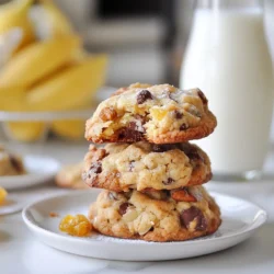 - 1 cup rolled oats - 1 cup whole wheat flour - 1/2 cup coconut oil, melted - 1/2 cup honey or maple syrup - 1 teaspoon vanilla extract - 1/2 cup mashed ripe banana (about 1 large banana) - 1/2 cup dark chocolate chips - 1/2 cup chopped nuts (like walnuts or pecans) - 1/4 cup dried fruits (such as raisins or cranberries) The ingredients here create a tasty and filling cookie. I love using rolled oats and whole wheat flour. They add texture and nutrition. The coconut oil gives a rich flavor and helps keep the cookies moist. For sweetness, I often choose honey or maple syrup. Both options give a nice taste. The banana adds natural sweetness and a bit of creaminess. It also helps bind the cookies together. When it comes to add-ins, dark chocolate chips are a must. They bring a hint of richness. Chopped nuts add crunch and healthy fats. Dried fruits like raisins or cranberries give a sweet chewiness. Feel free to mix and match these ingredients. You can create your own unique breakfast cookie that suits your taste. Keep it simple, and enjoy the process! {{ingredient_image_2}} 1. Preheat your oven to 350&deg;F (175&deg;C). This step is key for even baking. 2. Line a baking sheet with parchment paper. This keeps cookies from sticking and makes cleaning easy. 1. In a large bowl, combine: - 1 cup rolled oats - 1 cup whole wheat flour - 1/2 teaspoon baking powder - 1/2 teaspoon baking soda - 1/4 teaspoon salt 2. Stir well until everything is mixed. This helps the cookies bake evenly. 1. In a different bowl, whisk together: - 1/2 cup melted coconut oil - 1/2 cup honey or maple syrup - 1 teaspoon vanilla extract - 1/2 cup mashed ripe banana 2. Mix until smooth and creamy. This will add great flavor to your cookies. 3. Add 1/2 cup almond butter or peanut butter. Stir until it blends well. 1. Pour the wet mix into the dry mix. Stir gently until just combined. Don&rsquo;t overmix, or the cookies may be tough. 2. Fold in: - 1/2 cup dark chocolate chips - 1/2 cup chopped nuts (like walnuts or pecans) - 1/4 cup dried fruits (such as raisins or cranberries) 3. Ensure these add-ins are evenly spread throughout the dough. 1. Use a cookie scoop or tablespoon to drop dough onto the lined sheet. Leave space between each scoop. 2. Gently flatten each cookie slightly. They won&rsquo;t spread much while baking. 3. Bake for 12-15 minutes until the edges are golden. Remember, cookies firm up as they cool. 4. Let them cool on the baking sheet for 5 minutes. Then transfer to a wire rack to cool completely. This keeps them chewy. To get thick, chewy breakfast cookies, avoid overbaking them. At 12-15 minutes, check for golden edges. They might look soft in the center, but that&rsquo;s perfect. They will firm up as they cool. After baking, let them sit on the sheet for about 5 minutes. This step helps keep them chewy. Then, move them to a wire rack for full cooling. This method prevents steam from making them soggy. Accurate measuring makes a big difference in baking. For dry ingredients, use a spoon to fill the measuring cup. Then, level it off with a knife. Don&rsquo;t pack it down. For wet ingredients, use a liquid measuring cup. Pour until you reach the right line. This method ensures correct amounts for the best cookies. One common mistake is overmixing the dough. Mix just until the wet and dry ingredients are combined. Overmixing can make cookies tough. Another mistake is using the wrong oven temperature. An oven thermometer helps you check if your oven is accurate. Baking at the right heat is key to perfect cookies. Pro Tips Use Ripe Bananas: The riper the banana, the sweeter and more flavorful your cookies will be. Look for bananas with plenty of brown spots for the best results. Chill the Dough: If you have time, chill the cookie dough for about 30 minutes before baking. This helps the cookies maintain their shape and enhances the flavors. Experiment with Add-ins: Feel free to customize your cookies by adding different mix-ins such as shredded coconut, seeds, or even a sprinkle of cinnamon for extra flavor. Store Properly: To keep your cookies chewy, store them in an airtight container at room temperature. You can also freeze them for longer storage, just thaw before enjoying. {{image_4}} You can swap honey or maple syrup for agave syrup or brown sugar. Agave syrup gives a mild sweetness and works well in baking. Brown sugar adds moisture and a rich flavor. Both options will keep your cookies chewy and tasty. Experiment to find your favorite sweetener. If you want to make these cookies nut-free, use sunflower seed butter instead of nut butter. This keeps the texture creamy without the nuts. You can also leave out the nuts entirely. Your cookies will still taste great and stay chewy. Get creative with flavors by adding spices like cinnamon or nutmeg. A pinch of these spices can elevate the taste. You can also include different dried fruits, like apricots or figs, for a sweet twist. For a chocolate boost, try using milk chocolate chips or white chocolate chunks. Mix and match to create your perfect cookie flavor! To keep your Thick Chewy Breakfast Cookies fresh, I recommend using an airtight container. This prevents air from drying them out. You can store them at room temperature for up to a week. If you want them to last longer, try refrigerating them. Just make sure they are well-sealed. You can freeze both unbaked and baked cookies. For unbaked cookies, scoop the dough onto a baking sheet. Place the sheet in the freezer until the scoops are firm, then transfer them to a freezer bag. For baked cookies, let them cool completely. Wrap each cookie in plastic wrap before placing them in a freezer bag. They can stay fresh in the freezer for up to three months. To regain freshness, reheat baked cookies in the oven. Preheat the oven to 350&deg;F (175&deg;C). Place your cookies on a baking sheet for about 5-7 minutes. This warms them up and keeps their chewy texture. You can also use the microwave. Heat each cookie for about 10-15 seconds. Just be careful not to overheat them, or they may become hard. Yes, you can make these cookies vegan. Here are some easy swaps: - Replace honey with maple syrup or agave syrup. - Use almond butter or peanut butter instead of regular butter. - Choose a plant-based protein powder if you want to add protein. These changes keep the cookies tasty and friendly for everyone. These cookies last about one week when stored properly. Keep them in an airtight container at room temperature. For longer storage, place them in the fridge. You can also freeze them for up to three months. Just remember to let them cool completely before freezing. Yes, you can substitute whole wheat flour. Here are some options: - Use almond flour for a gluten-free option. - Try oat flour for a similar texture. - You can also use a gluten-free all-purpose flour blend. These alternatives work well and keep your cookies delicious! Absolutely! You can add protein easily. Here are some ideas: - Use protein powder, like pea or whey protein. - Add chia seeds or flaxseeds for extra protein and fiber. - You can mix in some hemp seeds for a nutty flavor. These additions boost nutrition without losing taste! You now have a complete guide to making delicious cookies. We covered key ingredients like oats, flour, and sweeteners. I shared step-by-step instructions, tips for texture, and tasty variations. Whether you want to bake with nuts or try a vegan version, you can customize these cookies. With proper storage, they&rsquo;ll stay fresh longer. Enjoy experimenting and delight in the results. Happy baking!