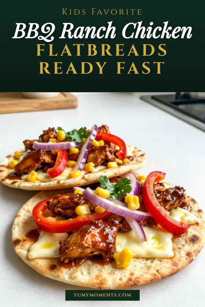 Discover the deliciousness of BBQ Ranch Chicken Flatbread! This easy chicken recipe combines shredded chicken pizza flavors with creamy ranch dressing flatbread, making it a perfect weeknight meal. Top your homemade BBQ flatbread with fresh ingredients like red bell pepper and corn for added crunch. Ready in just 22 minutes, this dish is sure to impress! Try it today and save for later! #BBQChickenFlatbread #EasyChickenRecipes #ShreddedChickenPizza #HomemadeBBQFlatbread