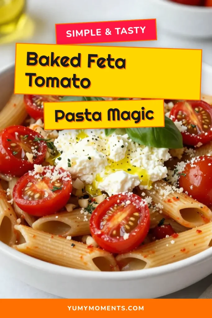 Discover the mouthwatering Baked Feta Tomato Pasta recipe that effortlessly combines creamy feta and juicy tomatoes for an easy baked pasta with feta. This tomato feta pasta dish is perfect for a quick dinner with minimal prep. Bake, mix, and savor a delicious creamy feta tomato pasta in under 40 minutes. Get ready to impress your family and friends! Save this quick feta pasta bake idea today. #BakedFetaPasta #EasyPasta #FetaPasta #TomatoDish