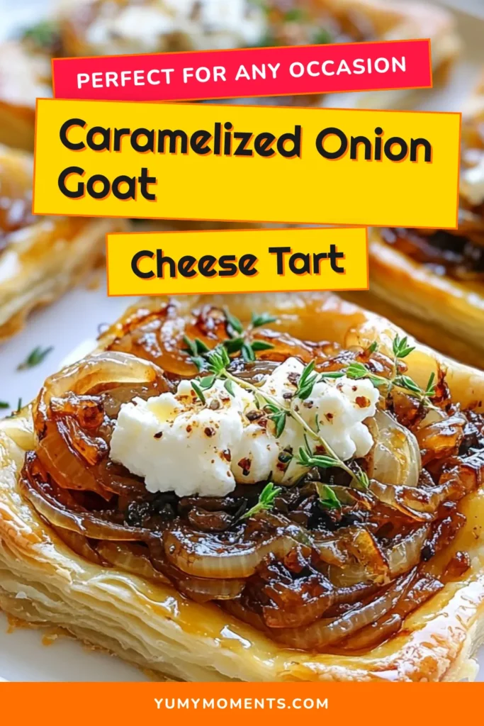 Discover the irresistible flavors of this Caramelized Onion Goat Cheese Tart. This savory tart recipe features a flaky puff pastry base topped with sweet caramelized onions, creamy goat cheese, and a hint of balsamic vinegar. Perfect for gatherings or a cozy night in, this goat cheese pastry is sure to impress. Try this easy puff pastry recipe today for a deliciously unique dish. Save it now and impress your guests! #CaramelizedOnionTart #GoatCheesePastry #SavoryTartRecipe #PuffPastryRecipe