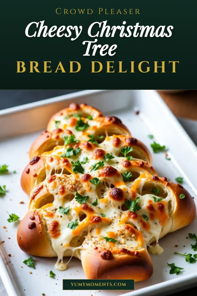 Bring festive cheer to your holiday gatherings with this Cheesy Pull-Apart Christmas Tree Bread! This easy pull-apart bread recipe combines creamy mozzarella and cheddar cheese stuffed into a delightful tree shape, making it the perfect holiday appetizer idea. Impress your guests with this tasty Christmas tree bread that&rsquo;s fun to make and share. Perfect for snacking or as a centerpiece! Save this delicious recipe now! #CheesyChristmasBread #PullApartBreadRecipe #HolidayAppetizerIdeas #ChristmasTreeBread