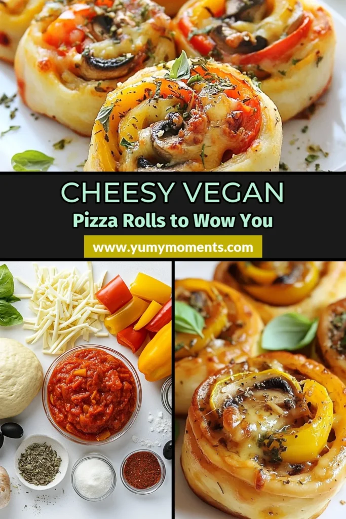 Discover the perfect savory vegan snacks with these homemade vegan pizza rolls! This easy vegan appetizer combines vibrant veggies and melty vegan mozzarella in a flaky crust, making it an ideal choice for gatherings or snacks. Bake your way to deliciousness with this simple baked vegan pizza recipe that everyone will love. Ready to elevate your snack game? Pin this recipe now and enjoy! #VeganPizzaRolls #SavoryVeganSnacks #EasyVeganAppetizers #BakedVeganPizzaRecipe