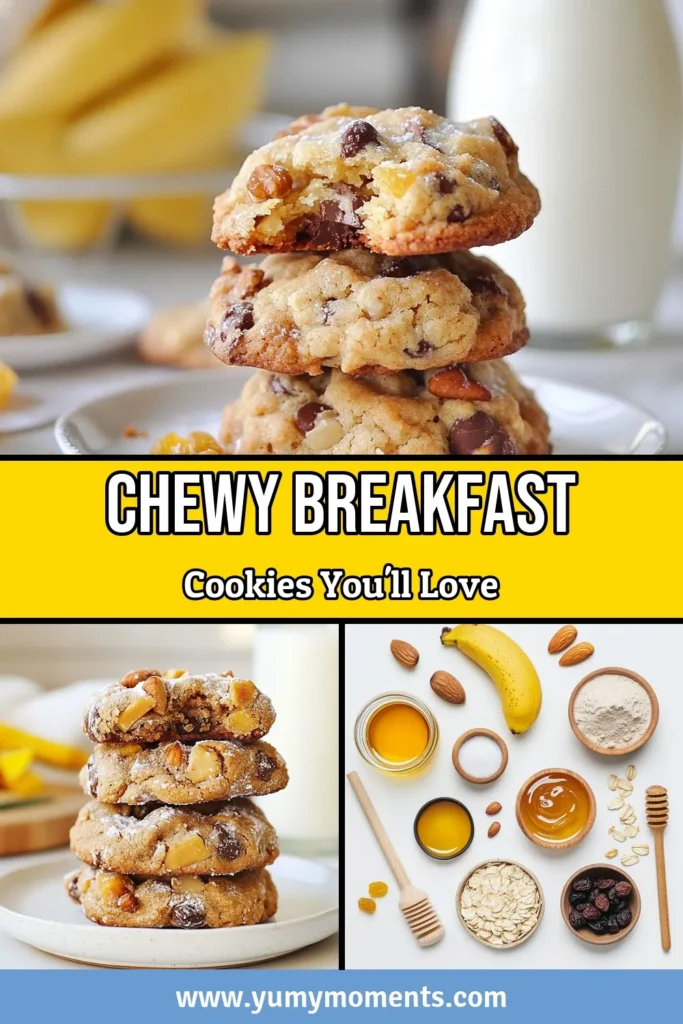Discover the ultimate healthy cookie recipe with these Thick Chewy Breakfast Cookies! Packed with wholesome ingredients like rolled oats, mashed bananas, and almond butter, these chewy oatmeal cookies are a delicious way to start your day. Perfect for busy mornings, these homemade breakfast treats are both nutritious and satisfying. Bake a batch today and indulge in a cookie recipe with bananas that the whole family will love! Don&rsquo;t forget to save this recipe! #BreakfastCookies #ChewyOatmealCookies #HealthyCookieRecipe #HomemadeBreakfastTreats