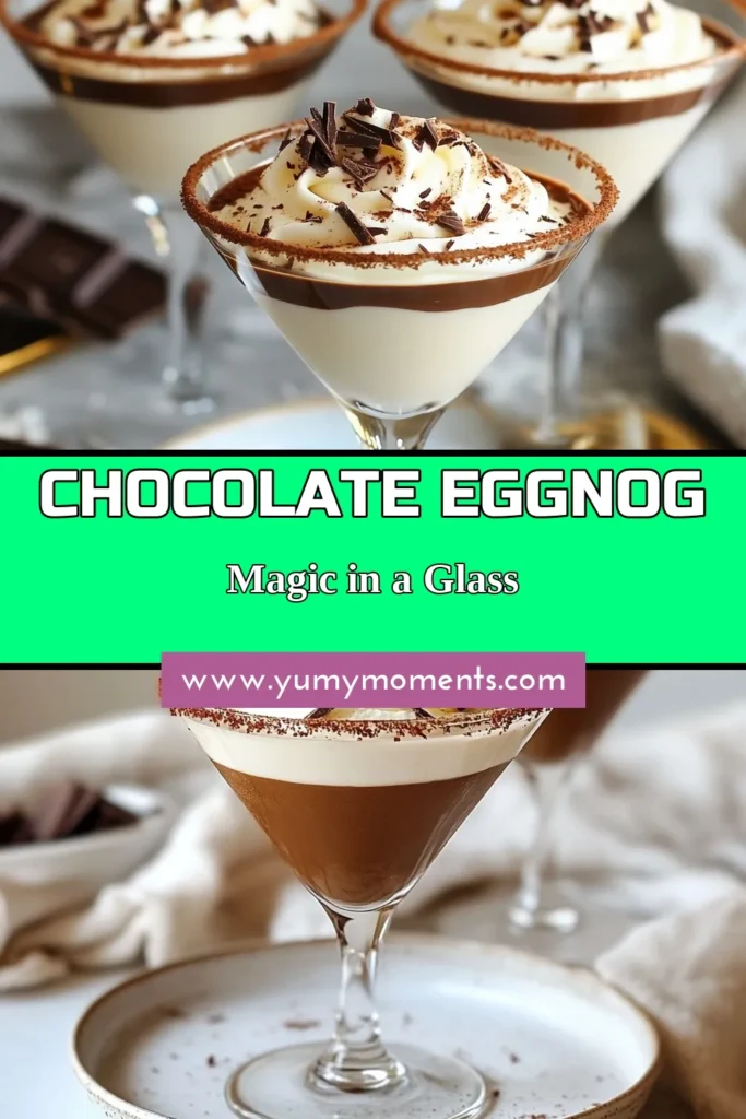 Indulge in the festive spirit with this delicious Chocolate Eggnog Recipe! Perfect for holiday gatherings, this non-alcoholic eggnog drink combines rich chocolate flavors with creamy goodness for a delightful treat. Try this Chocolate Martini Recipe to elevate your holiday cocktails and impress your guests. Easy to make and utterly delicious, this is a must-try festive beverage idea. Save this recipe for your next holiday celebration! #ChocolateEggnog #HolidayCocktails #FestiveDrinks #NonAlcoholicEggnog