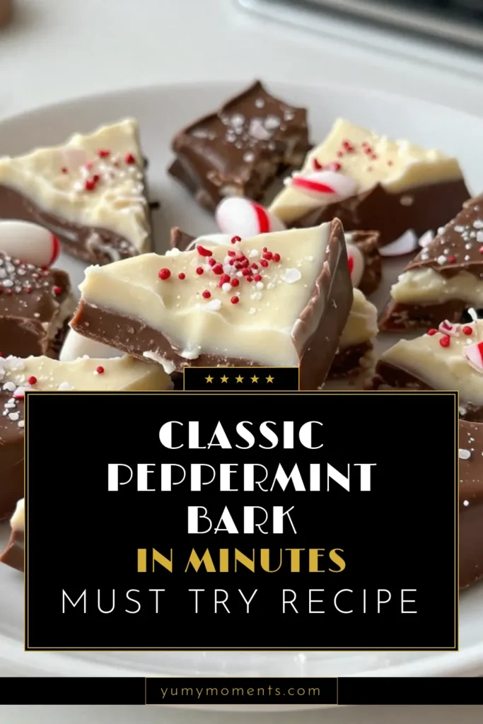 Indulge in this classic peppermint bark recipe that's perfect for your holiday dessert ideas! This easy peppermint bark combines rich semi-sweet and white chocolates, enhanced with peppermint extract and crunchy candy cane pieces. It's a simple homemade peppermint bark treat that everyone will love. Perfect for gifting or holiday parties! Save this recipe for festive gatherings or sweet cravings. #PeppermintBark #HolidayDessert #EasyPeppermintBark #HomemadeCandy