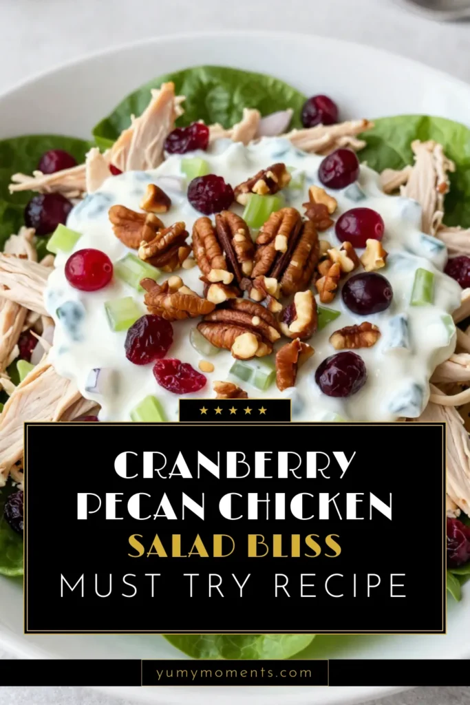 Looking for a delicious and Healthy Chicken Salad Recipe? Try this easy Cranberry Pecan Chicken Salad! It's packed with shredded chicken, dried cranberries, and crunchy pecans, all tossed in a creamy Greek yogurt dressing. Perfect as a light lunch or a picnic treat, this Chicken Salad with Dried Cranberries is sure to please. Ready in just 45 minutes, you&rsquo;ll love how simple it is to make. Save this Easy Salad Recipe now! #CranberryPecanChickenSalad #HealthyRecipes #SaladIdeas #ChickenSalad