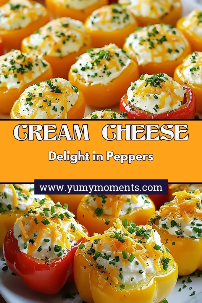 Try these irresistible cream cheese stuffed mini peppers for your next gathering! This easy party appetizer features colorful mini bell peppers filled with a creamy blend of cream cheese, cheddar, and fresh herbs. Perfect as a baked mini bell peppers appetizer, this stuffed peppers recipe is sure to impress. Ready in just 35 minutes, your guests will love these delightful bites! Save this recipe now! #EasyPartyAppetizers #StuffedPeppersRecipe #MiniPepperRecipes #BakedMiniBellPeppers