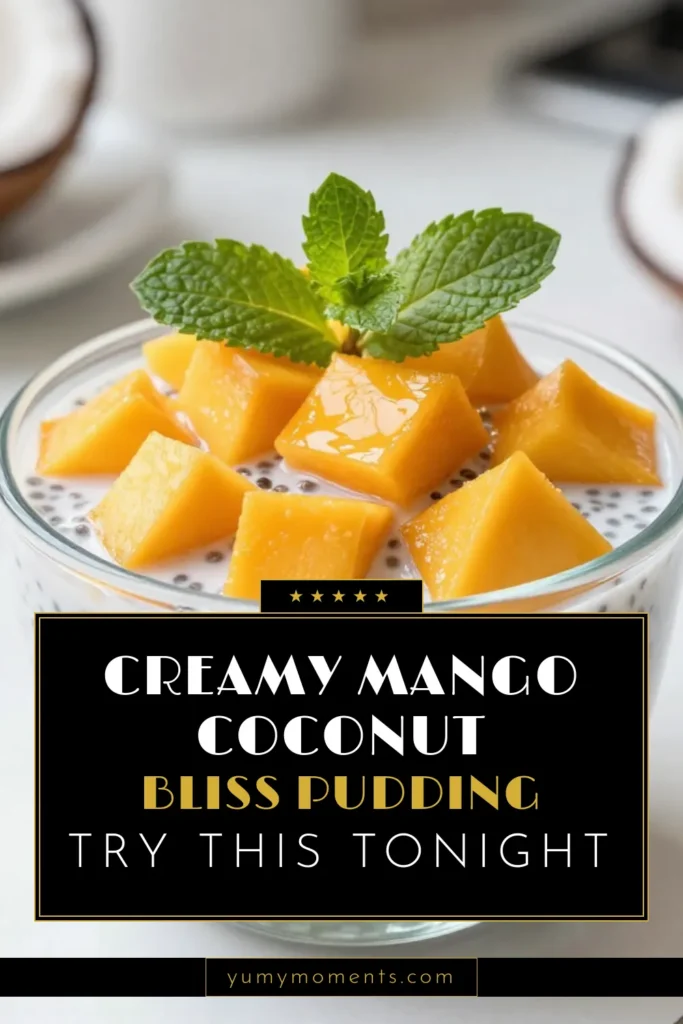 Indulge in this delightful Mango Coconut Chia Pudding, a perfect Chia Seed Dessert Recipe that's both vegan and healthy! Enjoy a creamy Vegan Coconut Pudding that's bursting with the tropical flavor of ripe mango. This Easy Chia Pudding Recipe requires just a few ingredients and minimal prep time. Treat yourself to a delicious Healthy Mango Dessert that's ideal for meal prep. Save this recipe now and enjoy a tasty treat later! #ChiaPudding #VeganDessert #HealthyRecipes #MangoDessert