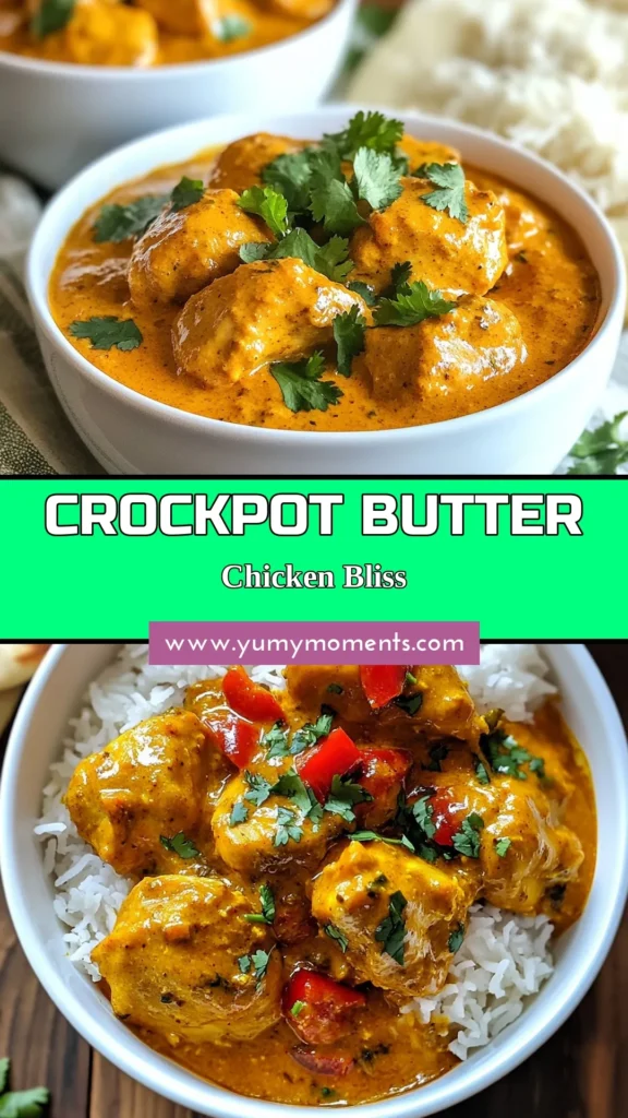 Discover the ultimate comfort food with this Crockpot Butter Chicken! This easy butter chicken recipe transforms simple ingredients into a rich and creamy chicken curry in just a few hours. Made with coconut milk for a delightful twist, this slow cooker Indian chicken dish will tantalize your taste buds. Perfect over basmati rice or with warm naan. Save this recipe now and treat yourself to a delicious meal! #CrockpotButterChicken #EasyButterChickenRecipe #SlowCookerIndianChicken #ButterChickenWithCoconutMilk