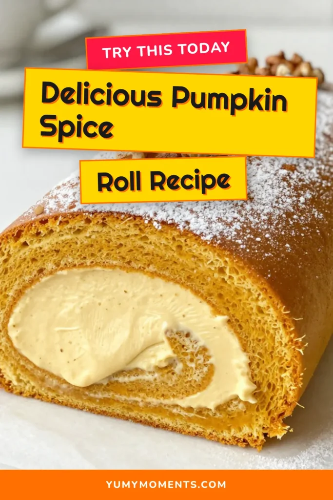 Indulge in the cozy flavors of fall with our Pumpkin Spice Cream Cheese Roll! This delicious pumpkin dessert recipe features a light and fluffy jelly roll cake filled with a creamy, dreamy cream cheese filling. Perfect for your fall baking recipes, it&rsquo;s an eye-catching treat that will wow your guests! Save this recipe now to create a delightful pumpkin spice roll that&rsquo;s sure to impress. #PumpkinSpiceRoll #FallBaking #PumpkinDessert #JellyRollCake