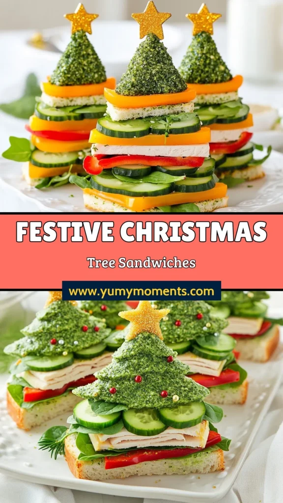Get into the holiday spirit with these fun and festive Christmas tree sandwiches! Perfect as holiday party appetizers or cute Christmas snacks, these delightful edible glitter recipes will impress your guests. Made with healthy ingredients like whole grain bread, cream cheese, and fresh veggies, they are both delicious and eye-catching. Try this festive sandwich idea at your next gathering! Save now and bring joy to your table. #ChristmasTreeSandwiches #HolidayAppetizers #FestiveSnacks #EdibleGlitterRecipes