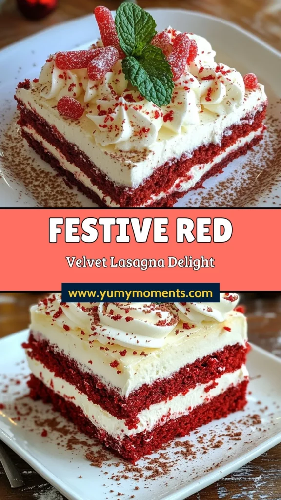Indulge in the festive spirit with this Red Velvet Christmas Lasagna Dessert, a delightful no-bake treat perfect for the holidays! This unique festive dessert recipe combines layers of rich red velvet cake and creamy mascarpone, finished with crushed peppermint for an extra holiday touch. Perfect for holiday dessert ideas, this Red Velvet Lasagna Recipe is sure to impress your guests. Try it today and make your Christmas celebrations unforgettable! Save this recipe for your next holiday gathering! #RedVelvetChristmasLasagna #HolidayDessertIdeas #NoBakeChristmasTreats #FestiveDessertRecipe