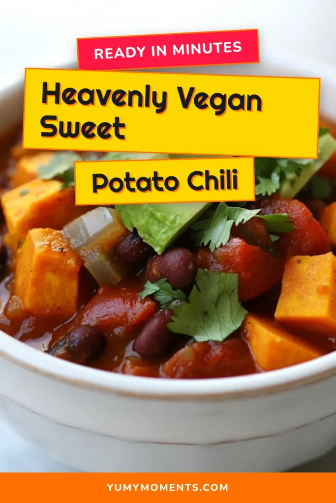 Dive into this delicious vegan sweet potato chili, the ultimate healthy chili recipe that is both hearty and satisfying. Packed with nutritious ingredients like black beans and sweet potatoes, this plant-based chili is perfect for easy vegan meals or family dinners. Plus, it&rsquo;s a gluten-free chili recipe everyone will love! Try it today and warm up with a bowl of goodness. Don&rsquo;t forget to save this recipe for later! #VeganChili #GlutenFreeRecipes #HealthyEating #PlantBasedCooking