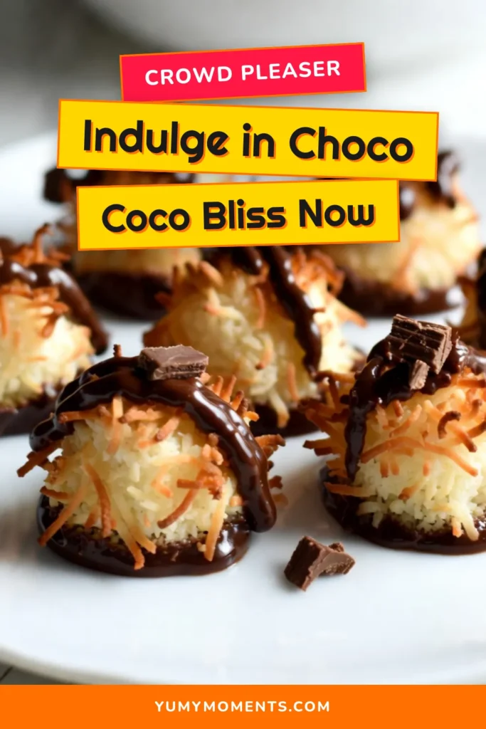 Indulge in these delicious Choco-Coco macaroons, a perfect blend of coconut and chocolate! This easy chocolate macaroon recipe combines shredded coconut with silky chocolate for a divine treat. Discover new coconut dessert recipes that wow everyone! Enjoy the delightful taste of chocolate-dipped macaroons that are sure to impress. Save this recipe for your next baking adventure! #CoconutChocolateMacaroons #EasyChocolateMacaroons #ChocoCocoMacaroons #CoconutDessertRecipes
