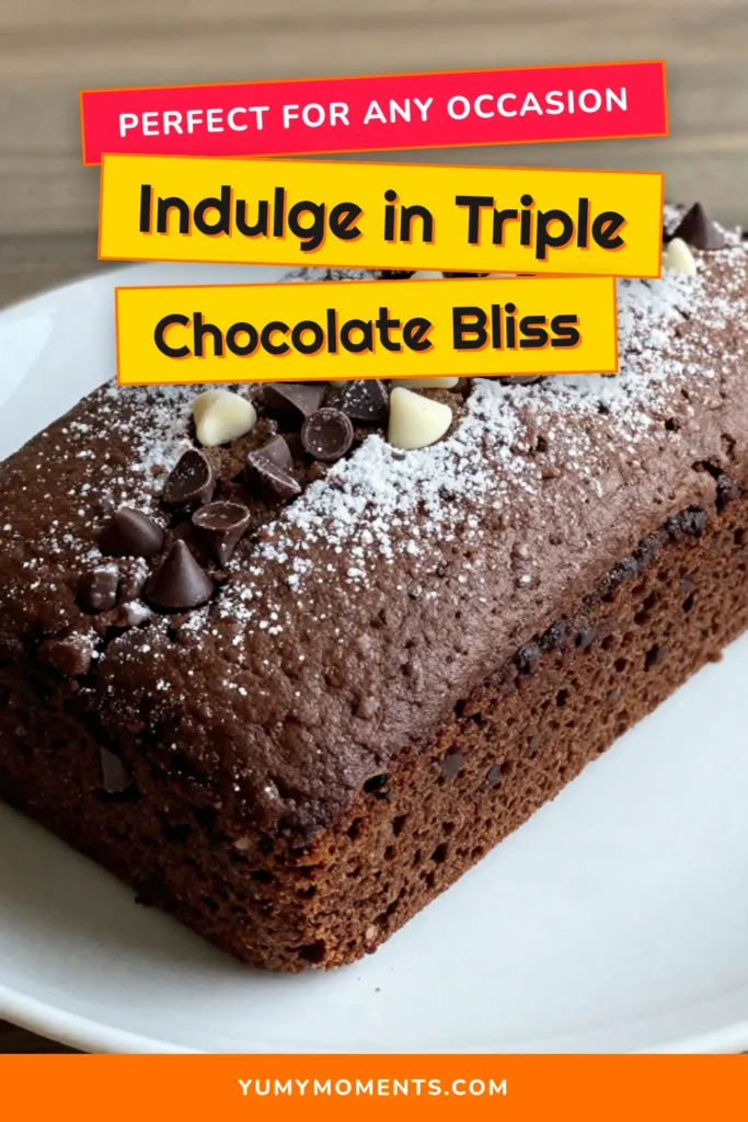 Indulge in the rich flavors of this Triple Chocolate Zucchini Bread recipe! Perfectly moist and featuring chocolate zucchini cake goodness, this zucchini bread recipe combines grated zucchini with semi-sweet, dark, and white chocolate for a decadent treat. Baking with zucchini has never been so delightful! Try this easy recipe today and impress your family and friends. Don&rsquo;t forget to save for later! #TripleChocolateZucchiniBread #ZucchiniBreadRecipe #ChocolateZucchiniCake #BakingWithZucchini