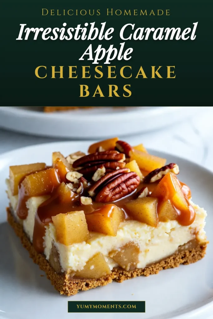 Indulge in these delicious Caramel Apple Cheesecake Bars, the perfect fall dessert recipe! With a creamy cheesecake filling mixed with diced apples and a swirl of caramel, these easy cheesecake dessert recipes are sure to impress. Enjoy the best of both worlds with no-bake caramel apple bars that are simple to prepare. Perfect for gatherings or a sweet treat at home! Save this recipe for your next cozy gathering! #CaramelAppleCheesecakeBars #FallDessertRecipes #EasyCheesecake #NoBakeDesserts