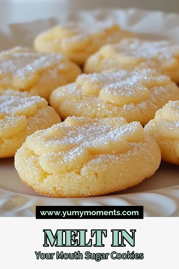 Indulge in these delicious soft sugar cookies that truly melt in your mouth! This easy sugar cookie recipe combines buttery goodness with the perfect texture for homemade sugar cookies. With just a few simple ingredients, you'll have a delightful batch of melt-in-your-mouth cookies ready in no time. Bake these treats for any occasion and watch them disappear! Save this irresistible recipe now! #SugarCookies #BakingFromScratch #EasyDesserts #HomemadeGoodness