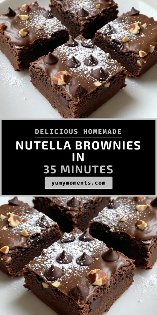 Indulge in these easy Nutella brownies with our simple Nutella brownies recipe! With just a few ingredients, you can create quick chocolate brownies that are chewy, rich, and utterly delicious. These Nutella dessert ideas are perfect for any occasion and sure to satisfy your sweet tooth. Try this chewy brownie recipe today and impress your friends and family! Save this recipe for later! #NutellaBrownies #EasyDesserts #ChocolateLovers #BakingRecipes