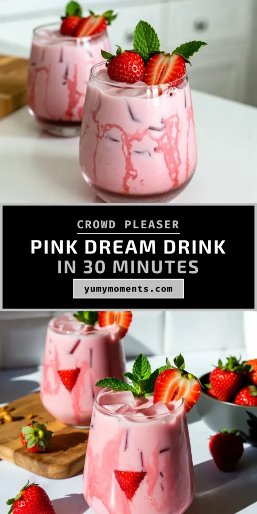 Craving a Starbucks-inspired treat at home? Try this Refreshing Pink Dream, a delightful hibiscus tea recipe combining fresh strawberries and creamy coconut milk. This vegan pink drink recipe is perfect for hot summer days and makes a fabulous summer beverage idea. Enjoy the beautiful blend of flavors in just 30 minutes! Discover how you can make this Strawberry coconut milk drink and elevate your refreshment game. Save for later! #SummerDrinks #VeganRecipes #HealthyLifestyle #PinkDrink
