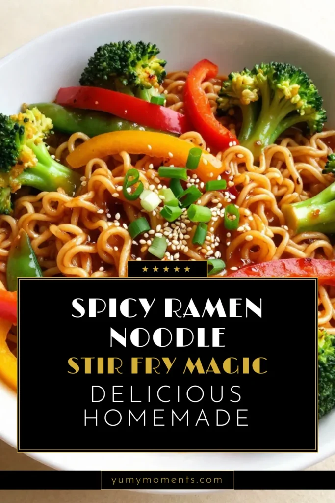 Discover the ultimate spicy ramen stir-fry that&rsquo;s both quick and healthy! This easy spicy noodle dish features vibrant vegetables like bell peppers, broccoli, and snap peas, making it a perfect vegetable ramen stir-fry option. In just 20 minutes, you can whip up this tasty quick ramen recipe that's sure to satisfy your cravings. Don&rsquo;t miss out&mdash;save this delicious recipe now and bring the heat to your dinner table! #RamenRecipe #HealthyEating #NoodleLovers #SpicyDish