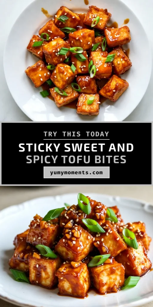 Discover the ultimate snack with these Spicy Honey Garlic Tofu Bites! This easy tofu appetizer features crispy tofu bites coated in a mouthwatering vegan honey garlic sauce, with a kick of sriracha! Perfect for parties or a cozy night in, this crispy tofu bites recipe is sure to impress. Don't miss out&mdash;try this delicious vegan recipe today! Save and share your love for Spicy Honey Garlic Tofu! #VeganRecipes #Tofu #HealthyEating #Appetizers
