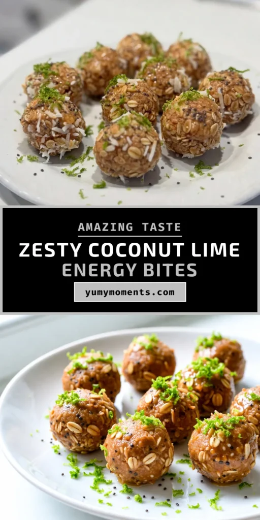 Discover the ultimate Coconut Lime Energy Bites that are not only delicious but also a healthy energy balls recipe perfect for any time of the day. Packed with almond butter, oats, and zesty lime, these no-bake snack ideas will keep you fueled and satisfied. Easy to prepare, they make a fun addition to your snack rotation. Try this refreshing lime zest snack recipe today! Save it for later! #CoconutLimeEnergyBites #HealthySnacks #NoBakeRecipes #EnergyBalls