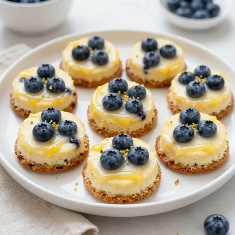 - 1 cup cream cheese, softened to room temperature - 1/2 cup unsalted butter, softened - 1 cup granulated sugar - 1/2 cup packed brown sugar - 1 large egg - 2 teaspoons pure vanilla extract - Zest of 1 medium lemon - 2 tablespoons freshly squeezed lemon juice - 2 cups all-purpose flour - 1 teaspoon baking powder - 1/2 teaspoon baking soda - 1/4 teaspoon salt - 1 cup fresh blueberries (or frozen if preferred) - 1/2 cup white chocolate chips (optional, for added sweetness) You can swap cream cheese with Greek yogurt for a lighter option. This change adds a tangy flavor. For a non-dairy version, use cashew cream or coconut cream. Granulated sugar can be replaced with coconut sugar for a richer taste. If you want less sugar, try a sugar substitute like stevia. - Large mixing bowl - Hand mixer or stand mixer - Measuring cups and spoons - Whisk - Baking sheet - Parchment paper - Cookie scoop or tablespoon - Wire rack These tools help make the process easier and more fun. Having everything ready makes cooking smooth. Trust me, a well-organized kitchen leads to great cookies! {{ingredient_image_2}} First, gather all your ingredients. Having everything ready makes your job easier. You will need: - 1 cup cream cheese, softened to room temperature - 1/2 cup unsalted butter, softened - 1 cup granulated sugar - 1/2 cup packed brown sugar - 1 large egg - 2 teaspoons pure vanilla extract - Zest of 1 medium lemon - 2 tablespoons freshly squeezed lemon juice - 2 cups all-purpose flour - 1 teaspoon baking powder - 1/2 teaspoon baking soda - 1/4 teaspoon salt - 1 cup fresh blueberries (or frozen if preferred) - 1/2 cup white chocolate chips (optional, for added sweetness) Make sure to preheat your oven to 350°F (175°C). This way, your cookies bake evenly. Line a baking sheet with parchment paper. This helps keep the cookies from sticking. In a large bowl, beat the softened cream cheese and butter. Use a hand mixer or stand mixer. Mix on medium speed until creamy. This will take about 2-3 minutes. Next, add the granulated sugar and brown sugar. Keep mixing for another 2 minutes. The mixture should look fluffy. Now crack in the large egg. Add the vanilla extract, lemon zest, and lemon juice. Mix everything on low speed until smooth. In another bowl, whisk together the flour, baking powder, baking soda, and salt. Slowly add this dry mix to your wet ingredients. Stir gently until just combined. Avoid overmixing to keep your cookies soft. Finally, fold in the blueberries and white chocolate chips. Be careful not to crush the blueberries while mixing. Using a cookie scoop or tablespoon, drop rounded dough onto the prepared baking sheet. Leave space between each dollop. This allows for spreading while baking. Bake the cookies in the oven for 12-15 minutes. Look for slightly golden edges. The centers may seem soft but will firm up as they cool. Avoid overbaking to keep them chewy. After baking, let the cookies sit on the sheet for about 5 minutes. Then, carefully transfer them to a wire rack. This helps them cool completely while keeping their soft texture. To get the best cookie texture, you must avoid overmixing. When you mix the dough too much, it can become tough. After adding the flour mixture, mix just until you see no dry flour. Gently fold in the blueberries to keep them whole. This way, you get soft cookies with juicy bursts of blueberry. For perfect cookies, set your oven to 350°F (175°C). Bake for 12 to 15 minutes. The edges should look golden, while the centers may still seem soft. If your cookies are larger, you may need to add a few extra minutes. Keep an eye on them to avoid overbaking. If you live at a higher altitude, you might need to adjust the temperature slightly. Reducing it by 25°F can help. These cookies shine on their own, but you can elevate them. Serve them on a pretty platter. Drizzle a simple lemon glaze over the top for extra sweetness. Add some fresh blueberries and lemon zest around the cookies for a pop of color. They pair well with a cup of tea or coffee. You can also serve them with a scoop of vanilla ice cream for a special treat. Pro Tips Use room temperature ingredients: Ensure your cream cheese and butter are at room temperature for a smoother batter that incorporates well. Don’t overmix the dough: Gently fold the dry ingredients into the wet to prevent tough cookies. The key is just to combine them until no dry flour remains. Fresh vs frozen blueberries: If using frozen blueberries, do not thaw them before adding to the dough to avoid excess moisture in the cookies. Adjust baking time for softness: Remember that cookies will continue to firm up while cooling, so it's better to slightly underbake them for a chewy texture. {{image_4}} To make gluten-free lemon blueberry cheesecake cookies, swap regular flour for a gluten-free blend. Many blends work well in cookies. Look for one that includes xanthan gum for better texture. Measure the gluten-free flour carefully. The cookies will still taste amazing! If you want to change things up, try using raspberries or strawberries. These fruits pair well with lemon. You can also mix in some chopped nuts for a nice crunch. Another twist is to add coconut for a tropical vibe. The key is to keep the balance of flavors just right. For a lighter cookie, you can cut down on sugar. Use a natural sweetener like honey or maple syrup. You can also reduce the cream cheese and butter by half. Greek yogurt can replace some of the cream cheese, adding protein. These swaps keep the cookies tasty while being a bit healthier. To keep your Lemon Blueberry Cheesecake Cookies fresh, store them in an airtight container. This helps maintain their soft texture. You can layer the cookies with parchment paper to avoid sticking. Place the container in a cool, dry place away from sunlight. These cookies taste best within the first few days. Freezing these cookies is easy. First, let them cool completely. Then, place them in a single layer on a baking sheet. Freeze for about an hour until firm. After that, transfer them to a freezer bag or airtight container. Label the bag with the date. They can last up to three months in the freezer. Lemon Blueberry Cheesecake Cookies stay fresh for about one week at room temperature. If you want to enjoy them later, simply reheat in the oven. Preheat to 350°F (175°C) and warm for about 5 minutes. This will help restore their soft and chewy texture. You can also use the microwave. Heat for about 10-15 seconds for a warm treat. Yes, you can use frozen blueberries. They work well in these cookies. Just make sure not to thaw them before adding. This helps keep the dough from turning too wet and keeps the cookies chewy. Frozen blueberries may burst during baking, which can add a lovely color to your cookies. You’ll know the cookies are done when the edges are golden brown. The centers may look soft but will firm up as they cool. Bake for 12-15 minutes. Keep an eye on them to avoid overbaking. If you want a soft cookie, take them out at the 12-minute mark. These cookies pair well with a scoop of vanilla ice cream. You can also serve them with a cup of tea or coffee. For a fun twist, try a drizzle of lemon glaze on top. This adds extra sweetness and a pop of flavor. Enjoy these cookies on a sunny day for a refreshing treat! This blog post covered how to make Lemon Blueberry Cheesecake Cookies. We discussed the best ingredients and substitutions. I shared essential tools and detailed steps to mix and bake. Tips helped you perfect texture and serving ideas. We explored variations, storage advice, and answered common questions. With this knowledge, you can create delicious cookies that impress. Enjoy baking and sharing your tasty treats!