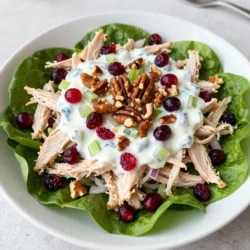 - 2 cups cooked chicken, shredded or cubed - 1 cup dried cranberries - 1/2 cup pecans, chopped - 1/2 cup celery, finely chopped - 1/4 cup red onion, finely chopped - 1/2 cup Greek yogurt - 1 tablespoon honey - 1 tablespoon Dijon mustard - Salt and black pepper to taste - Mixed greens - Optional garnishes The main ingredients in this salad give it a burst of flavor and texture. The cooked chicken serves as the base, providing protein that keeps you full. Dried cranberries add a sweet touch, while chopped pecans bring in a nice crunch. Finely chopped celery and red onion add freshness and a bit of bite. For the dressing, Greek yogurt makes it creamy and tangy. Honey sweetens it up nicely, while Dijon mustard adds a zesty kick. Don&rsquo;t forget to season with salt and black pepper for more depth. When serving, I like to nestle the salad on a bed of mixed greens. This adds color and a fresh taste. You can also sprinkle some extra pecans and cranberries on top for a lovely garnish. Pair it with whole grain crackers or toasted bread for a satisfying meal. {{ingredient_image_2}} To start, shred or cube your cooked chicken. This gives a nice texture. Next, chop your pecans, celery, and red onion. Make sure the pieces are small. This helps them mix well in the salad. In a large bowl, combine the chicken, dried cranberries, chopped pecans, celery, and onion. Mix them together gently. You want all the flavors to blend well. This makes every bite tasty. In a small bowl, whisk together Greek yogurt, honey, Dijon mustard, salt, and pepper. Mix until it becomes smooth and creamy. This dressing adds richness to the salad. Drizzle it over the chicken mixture. Now, toss everything to coat the salad evenly with the dressing. Make sure all ingredients are covered. Then, chill the salad in the fridge for at least 30 minutes. This lets all the flavors meld together nicely. - Adjust seasoning to taste. After mixing, taste your salad. You might want more salt or pepper. - Let flavors meld by chilling. Cover the salad and chill it for at least 30 minutes. This makes all the tastes blend nicely. - Use extra pecans and cranberries for garnish. This makes your dish look more appealing and colorful. - Serve with whole grain crackers or toasted bread. The crunch adds a nice contrast to the soft salad. - Use leftover cooked chicken for convenience. It saves time and reduces waste. - Consider using rotisserie chicken. It&rsquo;s already cooked and adds great flavor to your salad. Pro Tips Store it right: Keep your chicken salad in an airtight container in the fridge to maintain freshness for up to 3 days. Add a twist: For a zesty flavor, consider adding some fresh lemon juice or zest to the yogurt dressing. Protein boost: To make it even heartier, you can mix in some chickpeas or white beans for added protein and fiber. Versatile serving: This chicken salad can also be served as a filling for sandwiches or wraps, making it perfect for meal prep! {{image_4}} You can switch up the protein in your salad. Turkey makes a great substitute. It adds a nice flavor and keeps it lean. If you're looking for a quick option, use canned chicken. It saves time and works well in this dish. Tofu is another choice for a vegetarian twist. It absorbs flavors well and adds protein too. Want to boost the flavor? Add diced apples or grapes for a sweet crunch. They pair nicely with the tart cranberries. Fresh herbs can enhance your salad too. Try adding parsley or dill for a fresh taste. These additions can make the salad even more exciting. You can play with the dressing as well. Swap Greek yogurt for mayonnaise if you prefer a creamier texture. A vinaigrette can add a tangy kick, making it lighter. For something unique, try an avocado dressing. It gives a rich flavor and is packed with good fats. Store any leftover cranberry pecan chicken salad in an airtight container. This keeps the salad fresh. The optimal storage time is about three to four days in the fridge. After that, the flavors start to fade. I recommend checking for freshness before serving. Can you freeze chicken salad? Yes, but it may change the texture. If you want to freeze it, use a freezer-safe container. Make sure to leave some space for expansion. When thawing, place it in the fridge overnight. This keeps it safe and helps maintain flavor. Cold chicken salad tastes crisp and refreshing. The flavors meld well after chilling. However, if you serve it at room temperature, the taste changes slightly. The salad becomes softer, and the flavors may seem bolder. I suggest trying both ways to see what you prefer. You can keep Cranberry Pecan Chicken Salad in the fridge for up to three days. After that, the taste and texture may change. Always check for freshness before eating. Yes, you can make this salad ahead of time. It tastes even better after chilling for a few hours. Just cover it and store it in the fridge. Serve this salad on a bed of mixed greens. You can also add whole grain crackers or toasted bread. These options add a nice crunch. This salad is a healthy choice. It has lean protein from chicken and healthy fats from pecans. Greek yogurt adds creaminess with fewer calories than mayo. You can use fresh cranberries, but they will taste different. Fresh cranberries are tart and might need sugar to balance the flavor. Dried cranberries are sweeter and enhance the dish well. You now have a complete guide to making Cranberry Pecan Chicken Salad. We covered the key ingredients, easy steps to prepare, and various tips to enhance flavor. Consider using different proteins or dressings for more variety. Remember, store your leftovers properly and serve at the right temperature for the best taste. Enjoy this healthy, delicious salad as a meal or a side dish. This salad is perfect for any time!
