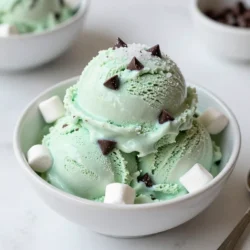 To make this easy ice cream, you need: - 2 cups heavy whipping cream - 1 cup sweetened condensed milk - 1 teaspoon peppermint extract - 1/4 teaspoon green food coloring (optional) - 1 cup semi-sweet chocolate chips - Pinch of sea salt These ingredients create the perfect base for a creamy, minty treat. The heavy cream gives it a rich texture, while the condensed milk adds sweetness and body. To take your ice cream up a notch, consider adding: - 1/2 cup mini marshmallows These mini marshmallows add a fun chewiness. They make each bite even more enjoyable. The optional food coloring can make your ice cream look festive and fun! You will need some basic kitchen tools: - A large mixing bowl - An electric mixer - A spatula - An airtight container Having the right equipment makes the process smooth. The mixer helps whip the cream perfectly, while the spatula ensures you fold gently without losing air. {{ingredient_image_2}} To start, grab a large mixing bowl. Pour in 2 cups of heavy whipping cream. Use an electric mixer to beat it on high speed. Keep mixing for about 3 to 5 minutes. Watch for stiff peaks to form. This step makes your ice cream light and fluffy. In a separate bowl, combine 1 cup of sweetened condensed milk with 1 teaspoon of peppermint extract. If you want a fun green color, add 1/4 teaspoon of green food coloring. Stir until the mixture is smooth and even. Now, it&rsquo;s time to combine. Gently fold the whipped cream into the condensed milk mixture. Use a spatula for this. Be careful to keep that airy texture. Fold until just combined, but leave some streaks. This helps keep it light. Next, add 1 cup of semi-sweet chocolate chips. If you like, toss in 1/2 cup of mini marshmallows for extra texture. Fold these into the mixture gently. Ensure they are spread out evenly throughout. Transfer the ice cream mixture into an airtight container. Use a spatula to smooth the top. This makes it look nice and even. Sprinkle a pinch of sea salt on top. This little touch enhances the flavors. To get that creamy, smooth texture, whip the cream well. Mix it until stiff peaks form. This makes the ice cream light and fluffy. When you fold it into the milk mix, do it gently. You want to keep the air in the cream. If you over-mix, your ice cream may turn out dense. You can change the mint flavor to fit your taste. Add more peppermint extract for a stronger mint kick. For a fun twist, try using different extracts like vanilla or almond. You can also play with the color. If you want a brighter green, add a bit more food coloring. Mix in other flavors like coconut or coffee for a unique taste. Make your ice cream look as good as it tastes. Serve it in bowls or cones. Drizzle some chocolate sauce on top for extra sweetness. Sprinkle mini marshmallows or crushed cookies for added texture. You can even add a sprig of fresh mint to make it pop. These little touches make your dessert even more delightful! Pro Tips Chill Your Mixing Bowl: For an even fluffier whipped cream, chill your mixing bowl and beaters in the freezer for about 10-15 minutes before whipping the cream. Use Quality Chocolate: Opt for high-quality semi-sweet chocolate chips to enhance the overall flavor. Good chocolate makes a noticeable difference! Customize Your Mint Flavor: If you prefer a stronger mint flavor, increase the peppermint extract gradually, tasting as you go to avoid overpowering the mix. Let It Sit Before Serving: Allow the ice cream to sit at room temperature for about 5-10 minutes before scooping. This will make it easier to serve and improve the texture. {{image_4}} You can switch up the mint flavor with other fun choices. Try using almond extract for a nutty twist. Lemon or orange zest gives a bright, fresh taste. If you love chocolate, mix in cocoa powder for a richer flavor. You can also use different extracts like coconut or vanilla to change things up. For a dairy-free version, use coconut cream instead of heavy whipping cream. Look for sweetened condensed coconut milk at stores. This option keeps the creamy texture while being dairy-free. You can also add a splash of almond milk for extra moisture. This way, everyone can enjoy this treat! Get creative with your mix-ins! Chopped nuts like pecans or walnuts add a nice crunch. You can also use crushed cookies for added texture. If you love fruit, try adding fresh berries or diced bananas for a fruity twist. Mixing in a swirl of fudge or caramel can take your ice cream to the next level! To keep your Minty Chocolate Dream Delight fresh, use an airtight container. This keeps out air and prevents ice crystals. Make sure to smooth the top of the ice cream before sealing the lid. A sprinkle of sea salt adds flavor and helps with texture. Your no-churn ice cream can last up to two weeks in the freezer. After this time, it may lose flavor and texture. To enjoy the best taste, try to eat it within this time frame. When ready to serve, take the ice cream out of the freezer. Let it sit at room temperature for about 5 to 10 minutes. This makes scooping much easier. Use a warm scoop for a smoother serve. Enjoy your ice cream in bowls or cones for a fun treat! Yes, you can! If you want a different flavor, use vanilla or almond extract. These give a unique twist to the ice cream. Just keep the amount the same, about one teaspoon. You could use coconut cream instead of heavy whipping cream. It adds a nice flavor and works well for a creamy texture. Just chill the coconut cream before whipping for the best results. Check after six hours. The ice cream should feel firm to the touch. If it still feels soft, let it freeze for a few more hours. You can, but it&rsquo;s not needed. This no-churn recipe is easy and quick. If you do use an ice cream maker, follow the machine&rsquo;s instructions after mixing the ingredients. To lower the calories, swap heavy cream for light whipped topping. You can also use a sugar-free condensed milk. This keeps the flavor while cutting some calories. Making no-churn mint chocolate chip ice cream is fun and simple. We covered the key ingredients and helpful tools you need. You learned step-by-step how to whip the cream, mix in the base, and blend in yummy add-ins. I shared tips for texture and fun variations like dairy-free options. Remember, store your ice cream right, and it can last for weeks. With this guide, you can easily create a tasty treat that everyone will love. Enjoy your ice cream journey!
