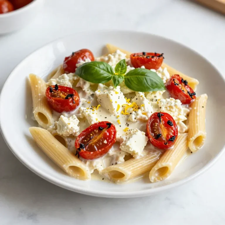 To make TikTok feta tomato pasta, you need these simple ingredients: - 200g pasta (penne or fusilli) - 200g block feta cheese - 250g cherry tomatoes, halved - 3 cloves garlic, finely minced - 1/4 cup extra virgin olive oil - 1 teaspoon dried oregano - Salt and freshly cracked black pepper - Fresh basil leaves for garnish - Zest of 1 lemon (optional) These ingredients create a creamy delight that is easy to prepare. The feta cheese adds richness, while the cherry tomatoes bring sweetness. The garlic gives depth to the flavor. Using fresh basil enhances the dish, making it fresh and fragrant. When you gather the ingredients, focus on quality. Choose ripe cherry tomatoes and fresh herbs. This choice boosts the taste of your dish. You can also adjust the ingredients based on what you have at home. For example, swap the pasta type if needed or add your favorite spices. Keep these ingredients handy, as they make this dish fun and delicious. {{ingredient_image_2}} - Preheat your oven to 200°C (400°F). - In a medium baking dish, combine halved cherry tomatoes, minced garlic, and crumbled feta cheese. - Drizzle 1/4 cup of olive oil over the top. - Sprinkle with 1 teaspoon of dried oregano, plus salt and cracked black pepper to taste. - Place the baking dish in the oven. - Roast the tomatoes and feta for 25-30 minutes. - Look for blistered tomatoes and soft, melted feta. - While the feta and tomatoes roast, cook 200g of pasta. - Follow the package instructions to cook until al dente. - Reserve about 1/2 cup of the pasta water before draining. - Remove the baking dish from the oven. - Use a fork to mash the roasted feta and tomatoes into a creamy sauce. - Add the cooked pasta and reserved pasta water to the dish. - Toss everything together until the pasta is well-coated. - Taste and adjust seasoning, adding more salt, pepper, or lemon zest if desired. - Plate the creamy pasta hot and garnish with fresh basil leaves. To make this dish even better, think about adding extra spices. You can try red pepper flakes for some heat. Fresh herbs like thyme or parsley can also bring a different taste. Always taste your dish as you go. Adjust the salt and pepper to your liking. A little lemon zest adds brightness, too! Cooking pasta just right is key. Aim for al dente, which means it should still have a bite. Follow the package instructions but start checking a minute early. While the pasta cooks, keep an eye on the tomatoes and feta in the oven. You want to time them so they’re done when your pasta is. Garnishing makes your dish look special. Fresh basil leaves add color and a nice aroma. For a pop of color, sprinkle some extra black pepper on top. Serve the pasta hot right from the pan for a cozy feel. You can even add some extra feta on top for a rich touch! Pro Tips Choose the Right Pasta: Opt for pasta shapes like penne or fusilli that can hold onto the creamy sauce, ensuring every bite is flavorful. Roasting Time is Key: Keep an eye on the tomatoes and feta while roasting; you want them to blister and soften without burning for optimal flavor. Save the Starchy Water: Reserving pasta water helps to adjust the sauce's consistency, making it creamier and allowing it to cling better to the pasta. Fresh Herbs Make a Difference: Adding fresh basil at the end not only enhances the dish's flavor but also adds a beautiful touch of color and freshness. {{image_4}} You can switch up the cheese for something different. Try goat cheese or ricotta for a new taste. You can also add veggies like bell peppers or zucchini. They will give your dish more color and flavor. If you need gluten-free options, choose gluten-free pasta. It will still taste great. Want more flavor? Use fresh herbs like parsley or thyme. They will make your dish pop. Spices like red pepper flakes add some heat if you like it spicy. You can also add proteins. Toss in cooked chicken or shrimp for a complete meal. They will make it heartier. Pair this dish with a simple salad. A fresh green salad will balance the creaminess. You can also serve it with garlic bread for a special touch. As for drinks, a crisp white wine like Sauvignon Blanc complements the pasta well. If you prefer non-alcoholic, try a sparkling water with lemon. It refreshes the palate nicely. After enjoying your creamy feta tomato pasta, you might have some left. Store it in the fridge. Use an airtight container to keep it fresh. It will last for about three days. If you want to freeze it, use freezer-safe bags. Make sure to remove as much air as possible. This way, it can last up to a month. To reheat, use the microwave or stovetop. If using the microwave, place the pasta in a bowl. Add a splash of water to keep it moist. Heat it in short bursts, stirring in between. On the stovetop, warm it gently in a pan. Add a bit of olive oil or butter to keep it flavorful. You can also get creative with leftovers. Mix it into a salad for a tasty lunch. Or, use it as a filling for stuffed peppers. These ideas will help you enjoy your pasta in new ways. You can use many pasta shapes for this dish. Here are some suggestions: - Penne - Fusilli - Farfalle - Rotini These shapes hold the creamy sauce well. Choose your favorite for a fun twist! Yes, you can easily make this recipe vegan. Here are some swaps: - Use a plant-based feta cheese. - Replace the pasta with a gluten-free option if needed. - Substitute olive oil with a plant-based butter. These changes keep the dish creamy and delicious! Adding veggies boosts flavor and nutrition. Here are some ideas: - Spinach for a fresh touch. - Zucchini or bell peppers for crunch. - Broccoli or peas for extra color. Mix these in before roasting or stir them in after cooking! Yes, this dish works well for meal prep! Here are some tips: - Store the pasta and sauce separately to keep it fresh. - Use airtight containers for easy storage. - Reheat portions in the microwave or on the stove. This way, you can enjoy this creamy delight all week! This blog shared a simple and tasty feta pasta recipe. You learned which ingredients to use and how to cook them step-by-step. We explored tips for the best flavor and presentation. You also found many ways to customize this dish. Try it out and enjoy your meal! Cooking can be fun and rewarding.