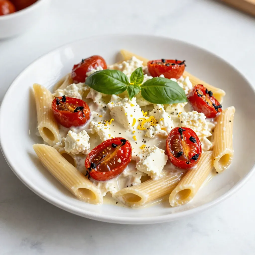 To make TikTok feta tomato pasta, you need these simple ingredients: - 200g pasta (penne or fusilli) - 200g block feta cheese - 250g cherry tomatoes, halved - 3 cloves garlic, finely minced - 1/4 cup extra virgin olive oil - 1 teaspoon dried oregano - Salt and freshly cracked black pepper - Fresh basil leaves for garnish - Zest of 1 lemon (optional) These ingredients create a creamy delight that is easy to prepare. The feta cheese adds richness, while the cherry tomatoes bring sweetness. The garlic gives depth to the flavor. Using fresh basil enhances the dish, making it fresh and fragrant. When you gather the ingredients, focus on quality. Choose ripe cherry tomatoes and fresh herbs. This choice boosts the taste of your dish. You can also adjust the ingredients based on what you have at home. For example, swap the pasta type if needed or add your favorite spices. Keep these ingredients handy, as they make this dish fun and delicious. {{ingredient_image_2}} - Preheat your oven to 200°C (400°F). - In a medium baking dish, combine halved cherry tomatoes, minced garlic, and crumbled feta cheese. - Drizzle 1/4 cup of olive oil over the top. - Sprinkle with 1 teaspoon of dried oregano, plus salt and cracked black pepper to taste. - Place the baking dish in the oven. - Roast the tomatoes and feta for 25-30 minutes. - Look for blistered tomatoes and soft, melted feta. - While the feta and tomatoes roast, cook 200g of pasta. - Follow the package instructions to cook until al dente. - Reserve about 1/2 cup of the pasta water before draining. - Remove the baking dish from the oven. - Use a fork to mash the roasted feta and tomatoes into a creamy sauce. - Add the cooked pasta and reserved pasta water to the dish. - Toss everything together until the pasta is well-coated. - Taste and adjust seasoning, adding more salt, pepper, or lemon zest if desired. - Plate the creamy pasta hot and garnish with fresh basil leaves. To make this dish even better, think about adding extra spices. You can try red pepper flakes for some heat. Fresh herbs like thyme or parsley can also bring a different taste. Always taste your dish as you go. Adjust the salt and pepper to your liking. A little lemon zest adds brightness, too! Cooking pasta just right is key. Aim for al dente, which means it should still have a bite. Follow the package instructions but start checking a minute early. While the pasta cooks, keep an eye on the tomatoes and feta in the oven. You want to time them so they’re done when your pasta is. Garnishing makes your dish look special. Fresh basil leaves add color and a nice aroma. For a pop of color, sprinkle some extra black pepper on top. Serve the pasta hot right from the pan for a cozy feel. You can even add some extra feta on top for a rich touch! Pro Tips Choose the Right Pasta: Opt for pasta shapes like penne or fusilli that can hold onto the creamy sauce, ensuring every bite is flavorful. Roasting Time is Key: Keep an eye on the tomatoes and feta while roasting; you want them to blister and soften without burning for optimal flavor. Save the Starchy Water: Reserving pasta water helps to adjust the sauce's consistency, making it creamier and allowing it to cling better to the pasta. Fresh Herbs Make a Difference: Adding fresh basil at the end not only enhances the dish's flavor but also adds a beautiful touch of color and freshness. {{image_4}} You can switch up the cheese for something different. Try goat cheese or ricotta for a new taste. You can also add veggies like bell peppers or zucchini. They will give your dish more color and flavor. If you need gluten-free options, choose gluten-free pasta. It will still taste great. Want more flavor? Use fresh herbs like parsley or thyme. They will make your dish pop. Spices like red pepper flakes add some heat if you like it spicy. You can also add proteins. Toss in cooked chicken or shrimp for a complete meal. They will make it heartier. Pair this dish with a simple salad. A fresh green salad will balance the creaminess. You can also serve it with garlic bread for a special touch. As for drinks, a crisp white wine like Sauvignon Blanc complements the pasta well. If you prefer non-alcoholic, try a sparkling water with lemon. It refreshes the palate nicely. After enjoying your creamy feta tomato pasta, you might have some left. Store it in the fridge. Use an airtight container to keep it fresh. It will last for about three days. If you want to freeze it, use freezer-safe bags. Make sure to remove as much air as possible. This way, it can last up to a month. To reheat, use the microwave or stovetop. If using the microwave, place the pasta in a bowl. Add a splash of water to keep it moist. Heat it in short bursts, stirring in between. On the stovetop, warm it gently in a pan. Add a bit of olive oil or butter to keep it flavorful. You can also get creative with leftovers. Mix it into a salad for a tasty lunch. Or, use it as a filling for stuffed peppers. These ideas will help you enjoy your pasta in new ways. You can use many pasta shapes for this dish. Here are some suggestions: - Penne - Fusilli - Farfalle - Rotini These shapes hold the creamy sauce well. Choose your favorite for a fun twist! Yes, you can easily make this recipe vegan. Here are some swaps: - Use a plant-based feta cheese. - Replace the pasta with a gluten-free option if needed. - Substitute olive oil with a plant-based butter. These changes keep the dish creamy and delicious! Adding veggies boosts flavor and nutrition. Here are some ideas: - Spinach for a fresh touch. - Zucchini or bell peppers for crunch. - Broccoli or peas for extra color. Mix these in before roasting or stir them in after cooking! Yes, this dish works well for meal prep! Here are some tips: - Store the pasta and sauce separately to keep it fresh. - Use airtight containers for easy storage. - Reheat portions in the microwave or on the stove. This way, you can enjoy this creamy delight all week! This blog shared a simple and tasty feta pasta recipe. You learned which ingredients to use and how to cook them step-by-step. We explored tips for the best flavor and presentation. You also found many ways to customize this dish. Try it out and enjoy your meal! Cooking can be fun and rewarding.