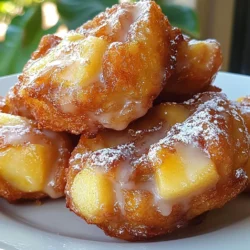 To make glazed apple fritter bites, gather these key ingredients: - 2 large apples (preferably Granny Smith or Honeycrisp), peeled, cored, and diced - 1 cup all-purpose flour - &frac12; cup granulated sugar - 1 tsp baking powder - &frac12; tsp baking soda - &frac14; tsp salt - 1 tsp ground cinnamon - &frac12; cup whole milk - 1 large egg, at room temperature - 1 tsp pure vanilla extract - &frac12; cup powdered sugar (for the glaze) - 1-2 tablespoons milk (for adjusting the glaze) - Oil (such as vegetable or canola) for frying These ingredients create a delicious blend of flavors and textures. You can enhance the taste with these optional ingredients: - A pinch of nutmeg for a warm spice note - Chopped nuts like walnuts or pecans for crunch - A splash of maple syrup in the batter for sweetness These additions can elevate your fritter bites even more. To make these fritters, you'll need some basic kitchen tools: - Mixing bowls for combining ingredients - A whisk for mixing dry and wet ingredients - A slotted spoon for frying - A deep frying pan or heavy-bottomed pot - A cooking thermometer to check oil temperature Having the right equipment makes cooking easier and more fun. {{ingredient_image_2}} Start by peeling, coring, and dicing your apples. I like using Granny Smith or Honeycrisp. They give a nice sweet-tart flavor. In a medium bowl, mix the diced apples with 1 tablespoon of granulated sugar and a sprinkle of cinnamon. Toss them well to coat. This step helps the apples soak up the flavors while you prepare the batter. In a large bowl, whisk together the all-purpose flour, the remaining sugar, baking powder, baking soda, salt, and ground cinnamon. It is important to mix these well. This ensures that your fritters rise and taste great. I recommend using a whisk to get everything combined nicely. In another bowl, crack your egg and beat it lightly. Then, add the whole milk and pure vanilla extract. Stir until everything is smooth. This mixture will add moisture and flavor to your fritters. Heat about 2 inches of oil in a deep pan over medium heat. Aim for a temperature of 350&deg;F (175&deg;C). Use a thermometer to check the heat. Once the oil is ready, drop spoonfuls of batter into the oil. Fry them in small batches. Cook each fritter for about 2-3 minutes on each side until they are golden brown. Use a slotted spoon to remove them and drain on paper towels. In a small bowl, whisk together powdered sugar and 1-2 tablespoons of milk. Keep mixing until the glaze is smooth and pourable. If it&rsquo;s too thick, add more milk until you reach the right consistency. This glaze adds sweetness and a beautiful finish to your fritters. Now, you're ready to enjoy your delicious glazed apple fritter bites! To fry the perfect fritter bites, follow these steps: - Heat the oil: Aim for 350&deg;F (175&deg;C). This is key. Too hot can burn; too cool makes soggy fritters. - Use a thermometer: A cooking thermometer helps you maintain the right temperature. - Small batches: Fry a few fritters at a time. This keeps the oil hot and gives even cooking. - Check for doneness: Fry for 2-3 minutes on each side. Look for a golden brown color. Remove them when they are done. Getting the glaze just right makes a big difference. Here&rsquo;s how to adjust it: - Start with less milk: Mix 1 tablespoon of milk into the powdered sugar first. - Add gradually: If the glaze is too thick, slowly mix in more milk. - Desired thickness: For a thicker glaze, use less milk. For a thinner glaze, add more. Aim for a pourable consistency. Watch out for these common pitfalls: - Overmixing the batter: It&rsquo;s okay to have lumps. Overmixing makes fritters tough. - Wrong oil temperature: If the oil is too hot, your fritters can burn. If too cold, they absorb oil. - Not draining properly: After frying, place fritters on paper towels. This helps remove excess oil. - Skipping the glaze: Don&rsquo;t skip the glaze! It adds a sweet touch that makes them special. Pro Tips Choose the Right Apples: Opt for tart varieties like Granny Smith or Honeycrisp for a perfect balance of sweetness and tartness in your fritters. Monitor Oil Temperature: Using a cooking thermometer ensures that your oil stays at the right temperature, preventing soggy fritters and ensuring a crispy exterior. Don't Overmix the Batter: A few lumps in your batter are fine! Overmixing can lead to tough fritters, so mix just until combined. Serve Warm: For the best flavor, serve the glazed fritter bites warm. They are at their most delicious right after glazing! {{image_4}} You can switch up the flavor of your apple fritter bites. Try adding nuts for a nice crunch. Walnuts or pecans work well. You can also use different spices. Instead of just cinnamon, add nutmeg or ginger for a warm kick. For a sweet twist, mix in some chocolate chips. They melt and create a gooey center. While apples are classic, other fruits can shine too. Pears are soft and juicy, adding a sweet touch. Peaches can bring a fresh flavor to the fritters. For a tropical vibe, try crushed pineapple. Just be sure to drain extra juice to keep the batter right. The glaze is key to making these bites special. For a simple glaze, just mix powdered sugar with milk. For a twist, add lemon juice for a zesty flavor. Want something more indulgent? Try caramel sauce for a rich treat. You can also sprinkle some sea salt on top for a sweet-salty combo. To keep your glazed apple fritter bites fresh, store them in an airtight container. Place a paper towel at the bottom to absorb moisture. This helps keep them from getting soggy. You can store them at room temperature for up to two days. If you want them to last longer, the fridge is a great option. They stay fresh there for about four to five days. Freezing is a smart way to save fritter bites. First, let them cool completely. Then, arrange them in a single layer on a baking sheet. Freeze them for about an hour until firm. After that, transfer the bites to a freezer bag. Remember to remove as much air as possible. These can last for up to three months in the freezer. To enjoy your fritter bites again, reheating is easy. For the best results, use an oven. Preheat it to 350&deg;F (175&deg;C). Place the fritters on a baking sheet and heat for about 10 minutes. This keeps them crispy. You can also microwave them, but they may lose some crunch. Heat them for about 15-20 seconds at a time. Enjoy your bites warm for the best flavor! The best apples for fritters are Granny Smith and Honeycrisp. Both apples are crisp and tart. Their flavor shines through the sweet glaze. You can use other apples, but these two give the best taste. To make gluten-free fritter bites, swap all-purpose flour for a gluten-free blend. Many brands offer great mixes that work well in baking. Always check that your other ingredients are gluten-free too. This way, you can enjoy these treats without worry. Yes, you can bake them! Preheat your oven to 375&deg;F (190&deg;C). Place the fritter bites on a lined baking sheet. Bake for 15-20 minutes until golden brown. While they won&rsquo;t be as crispy, they&rsquo;ll still be tasty. Adjust the glaze after baking for a nice finish. In this blog post, we covered how to make delicious glazed apple fritter bites. We explored essential ingredients, simple steps, and tips for perfect frying. You learned about storage and variations to keep things exciting. Remember, the right apples and a good glaze will boost the flavor. Try different fruits and glaze types to fit your taste. These bites make a fun treat for all. Enjoy cooking, and happy munching!